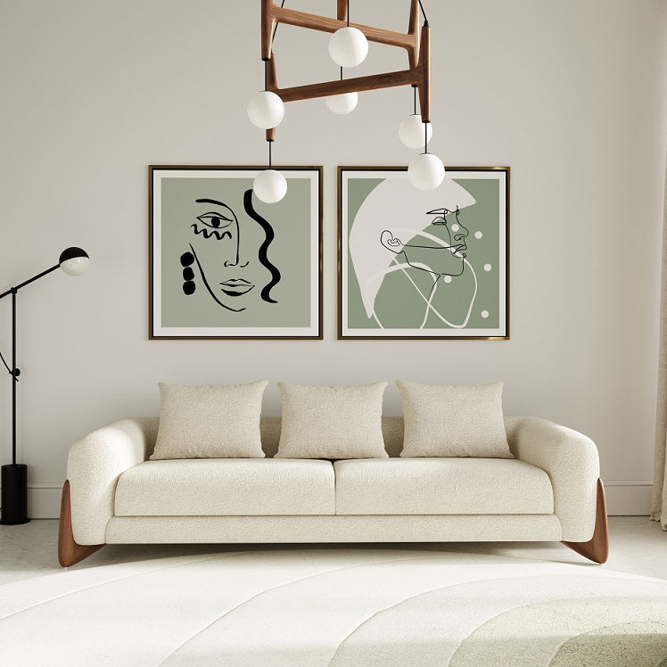 Modrest Fleury - Contemporary Cream Fabric and Walnut Sofa-Sofa-VIG-Wall2Wall Furnishings