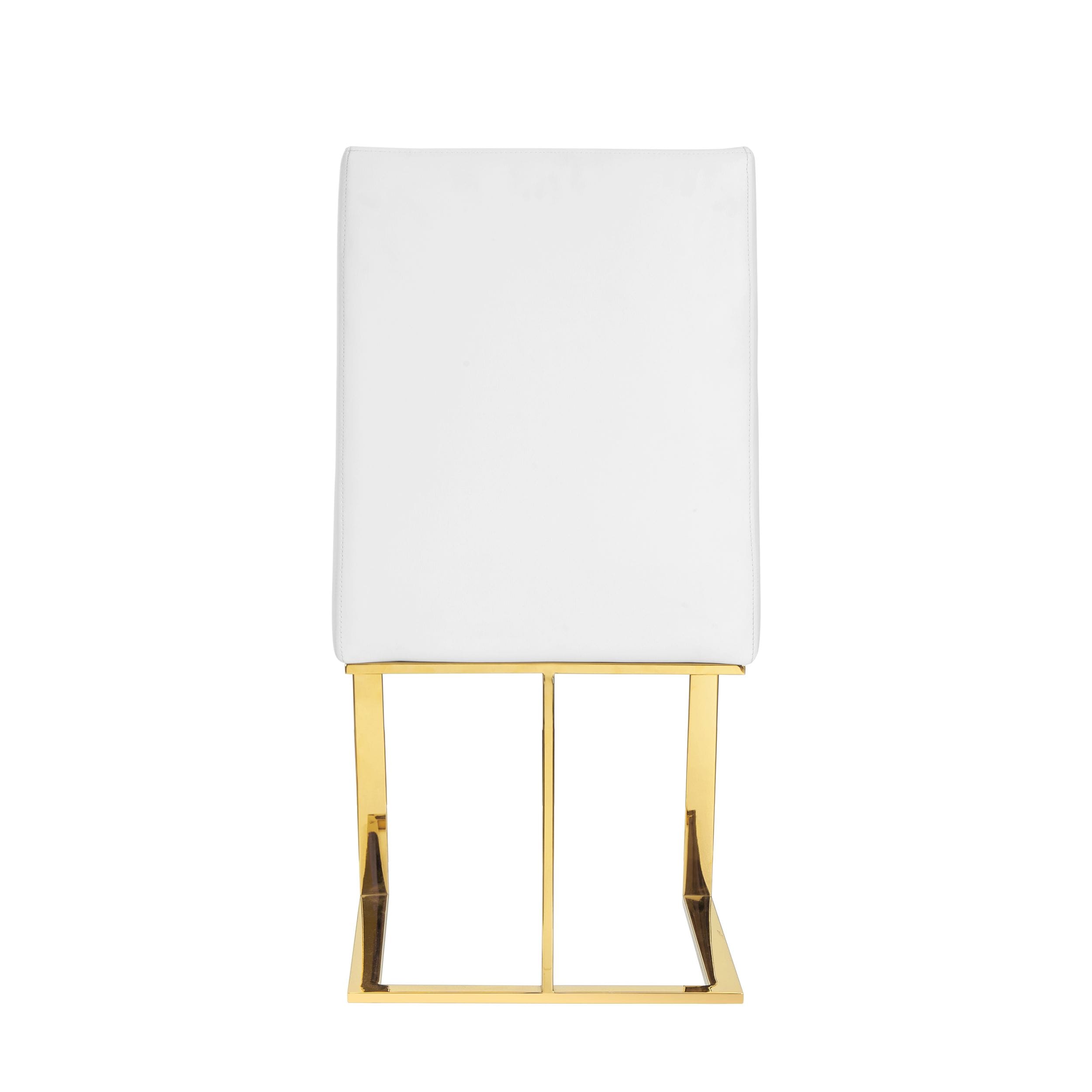 Modrest Frankie - Contemporary White & Gold Dining Chair-Dining Chair-VIG-Wall2Wall Furnishings