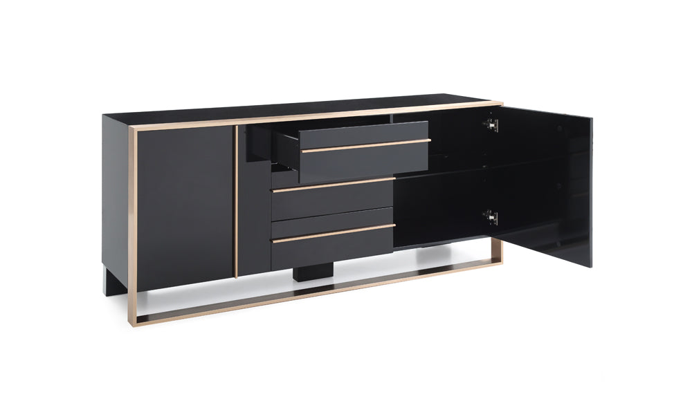 Nova Domus Cartier Modern Black & Rosegold Buffet-Buffet-VIG-Wall2Wall Furnishings