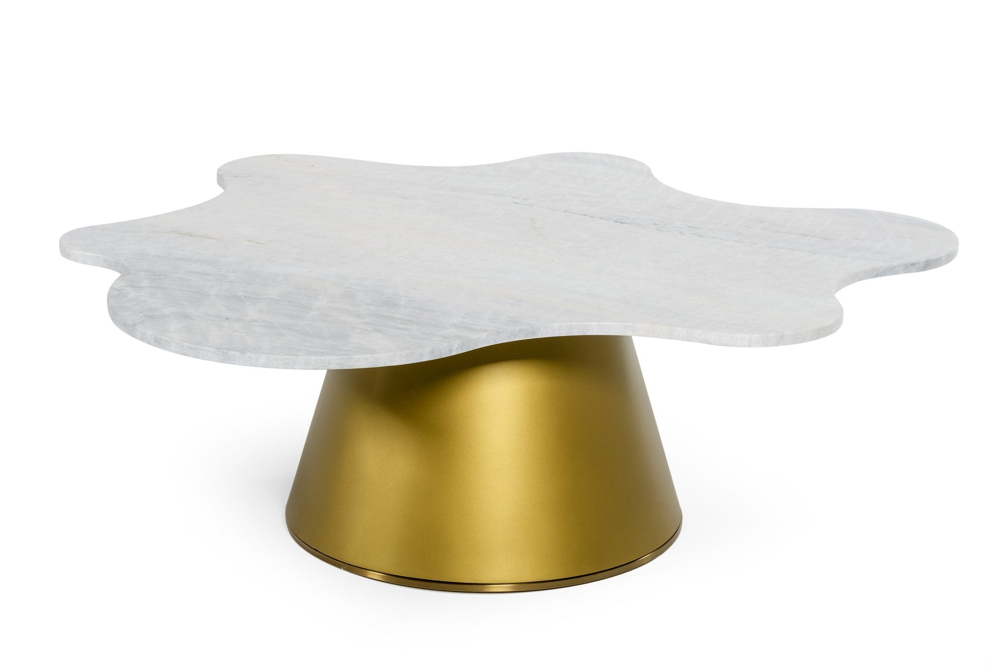 Modrest Gabbro High - Glam White Marble and Gold Coffee Table-Coffee Table-VIG-Wall2Wall Furnishings