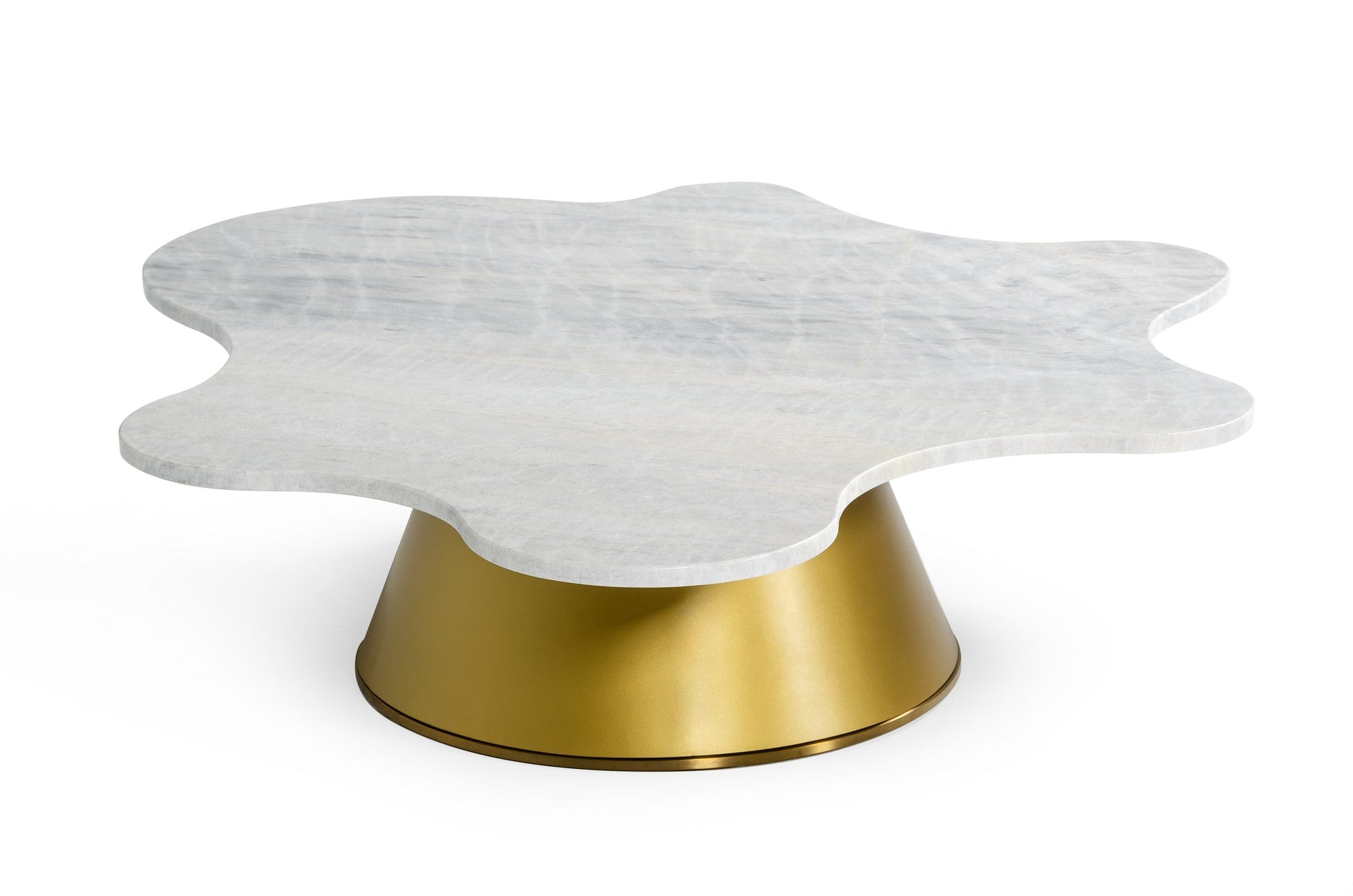 Modrest Gabbro Low - Glam White Marble and Gold Coffee Table-Coffee Table-VIG-Wall2Wall Furnishings