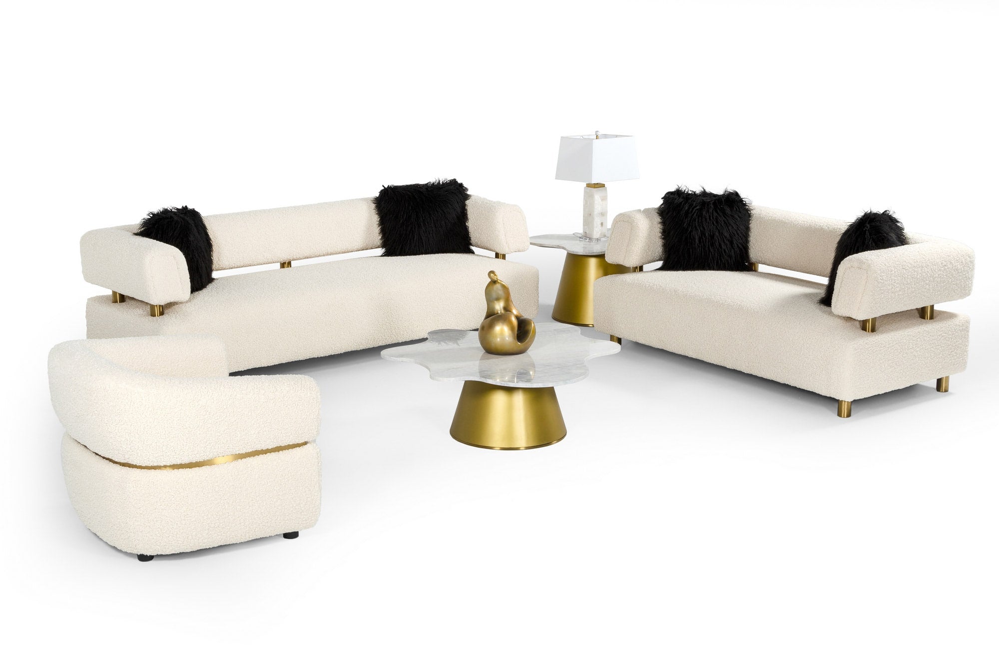 Divani Casa Gannet - Glam Beige Fabric Chair-Lounge Chair-VIG-Wall2Wall Furnishings