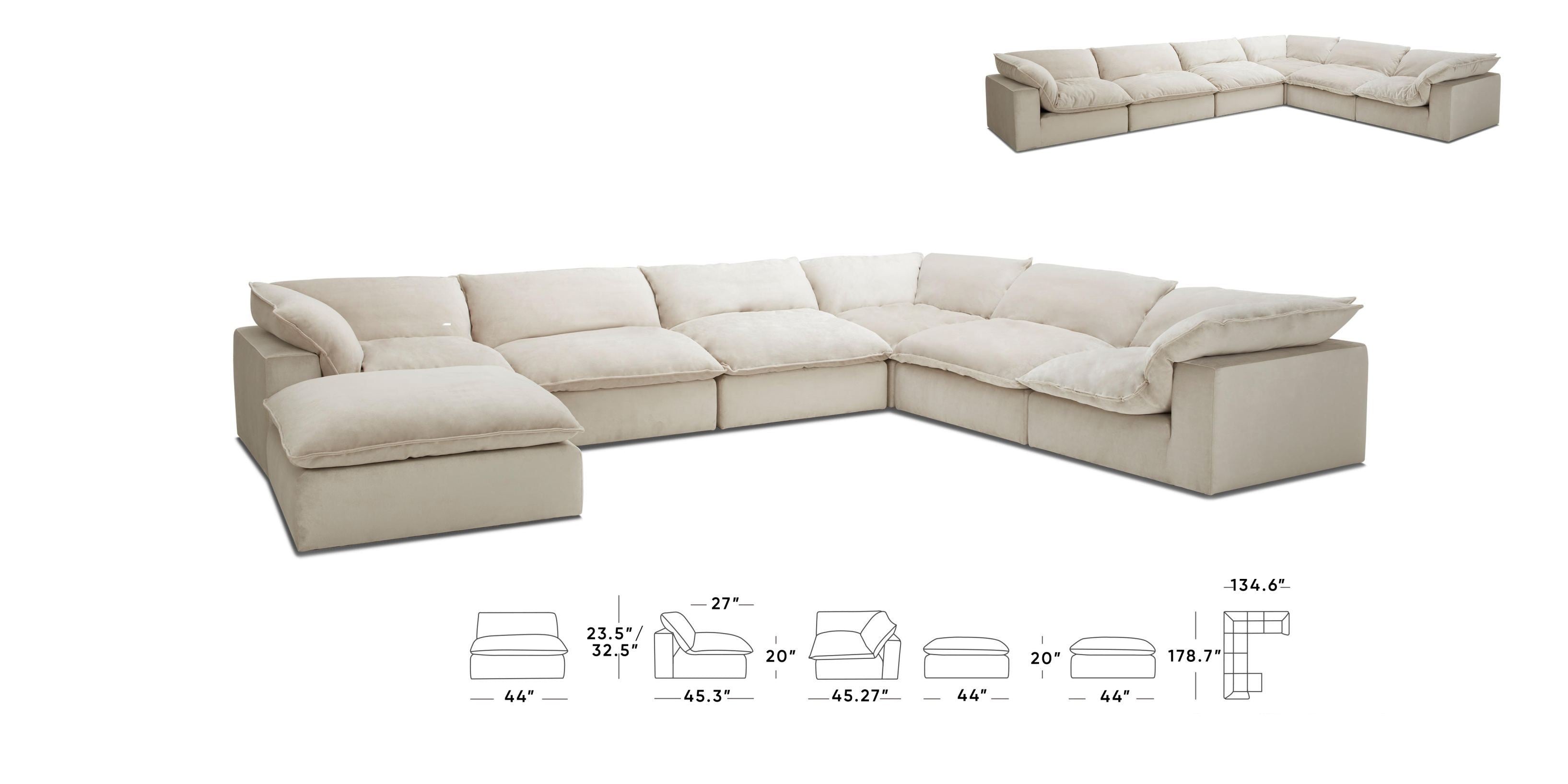 Divani Casa Garman - Modern Light Grey U Shaped Sectional Sofa-Sectional Sofa-VIG-Wall2Wall Furnishings