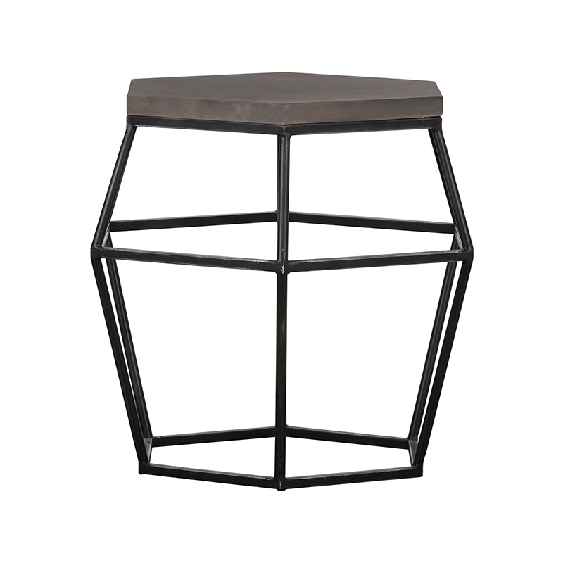 Modrest Tartan Modern Concrete & Metal End Table-Coffee Table-VIG-Wall2Wall Furnishings