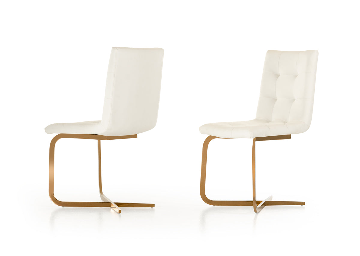 Haslet - Modern White & Rosegold Dining Chair (Set of 2)-Dining Chair-VIG-Wall2Wall Furnishings