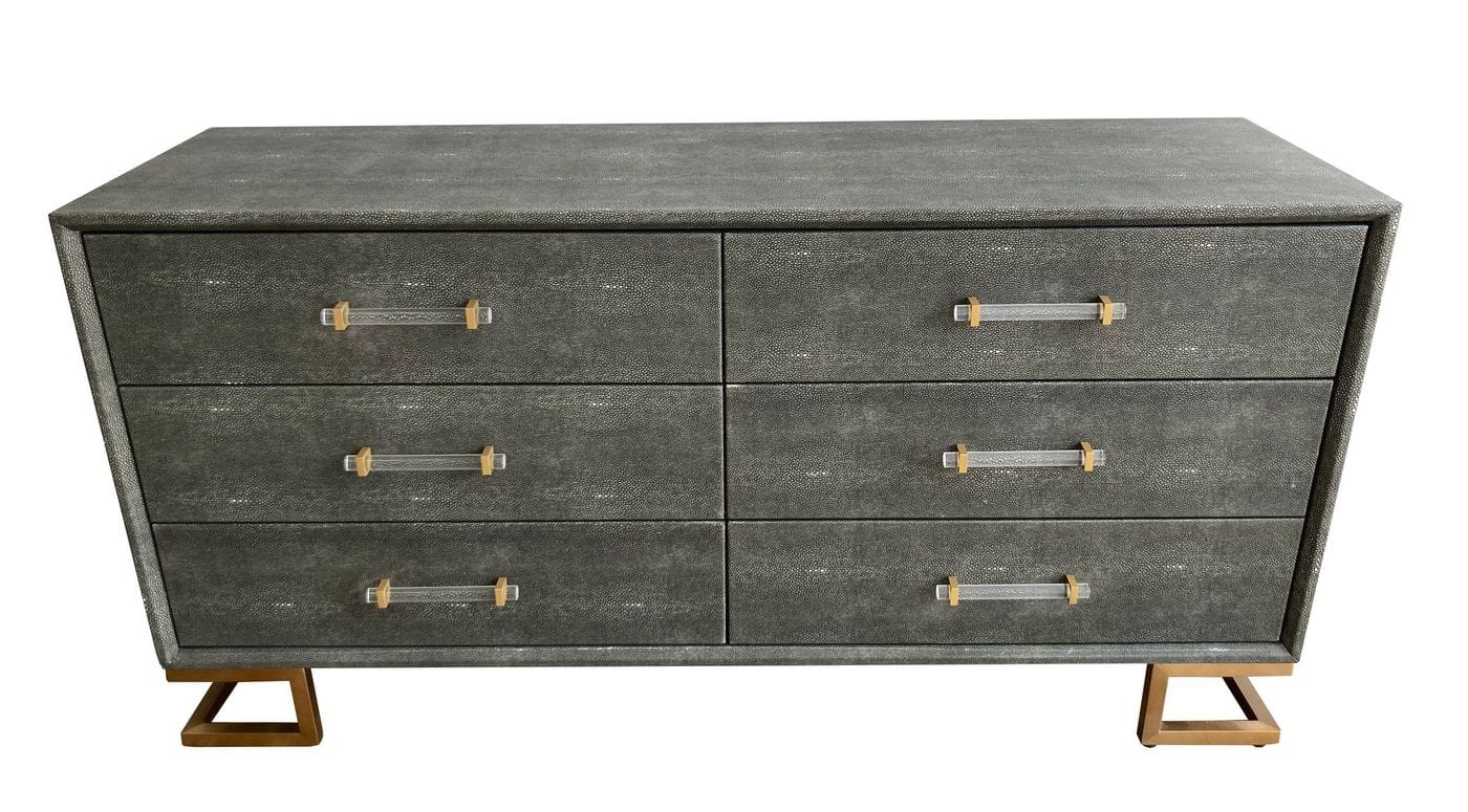 Modrest Howard - Modern Shagreen Grey Leatherette & Gold Dresser-Dresser-VIG-Wall2Wall Furnishings