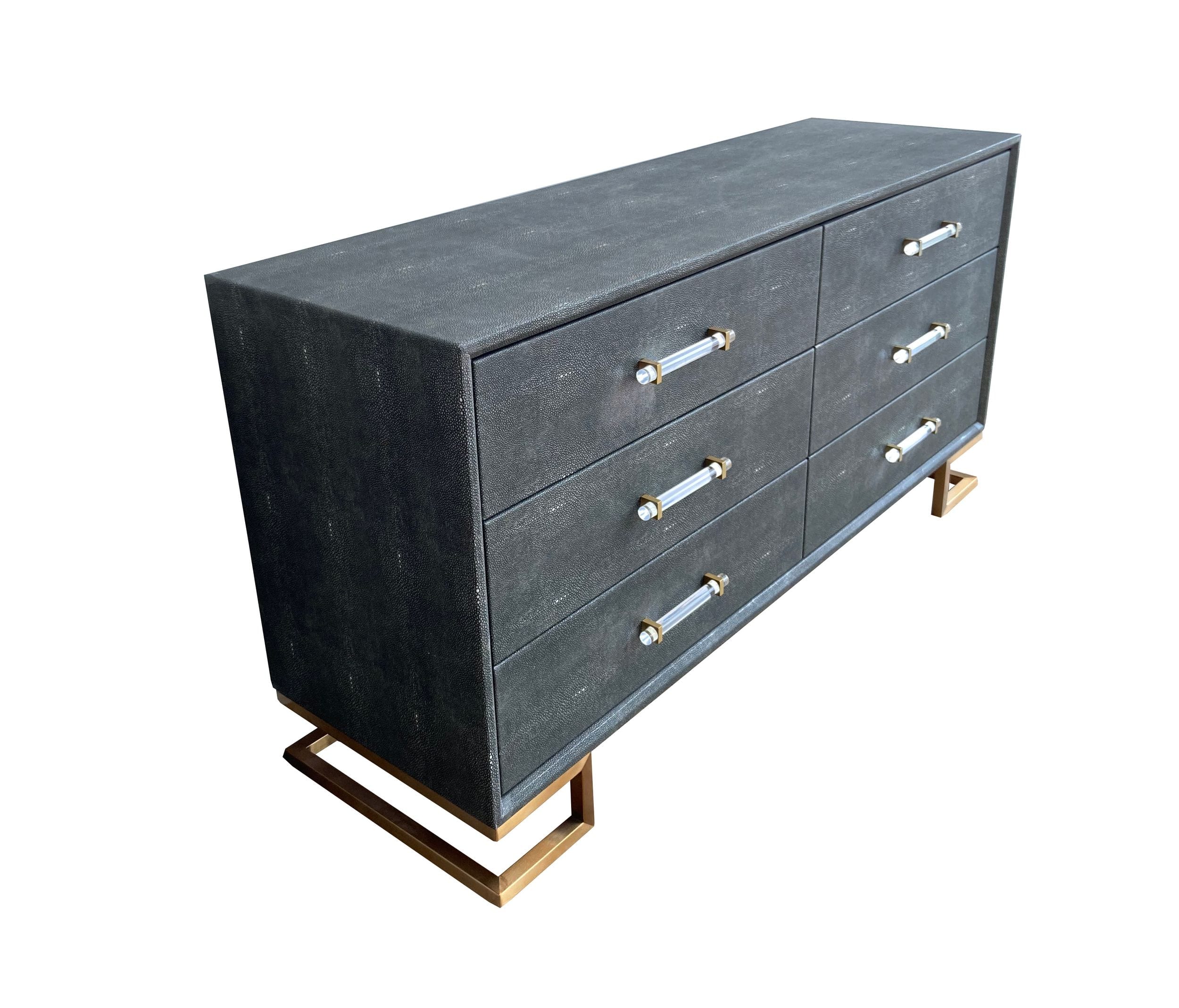 Modrest Howard - Modern Shagreen Grey Leatherette & Gold Dresser-Dresser-VIG-Wall2Wall Furnishings