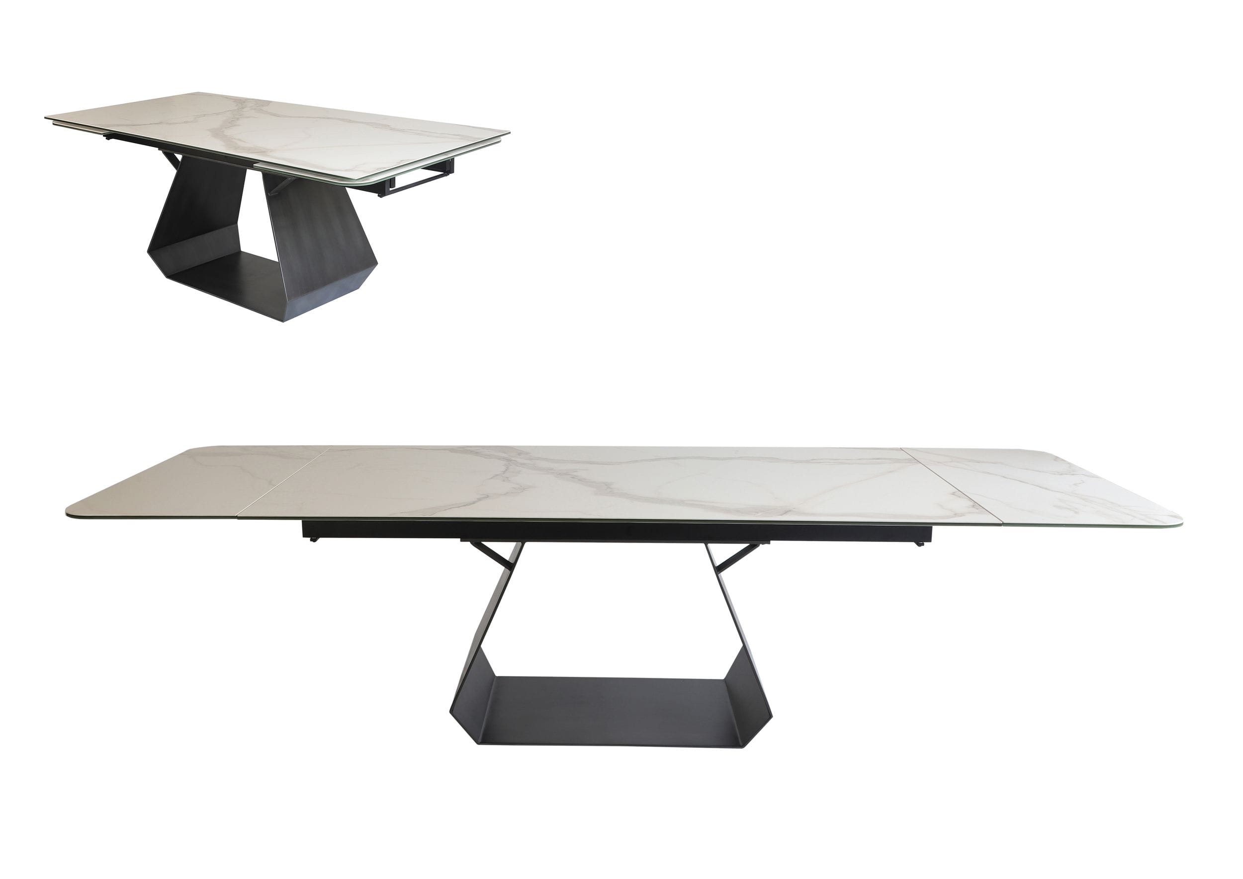 Modrest Howell - Modern White Ceramic Extendable Dining Table-Dining Table-VIG-Wall2Wall Furnishings