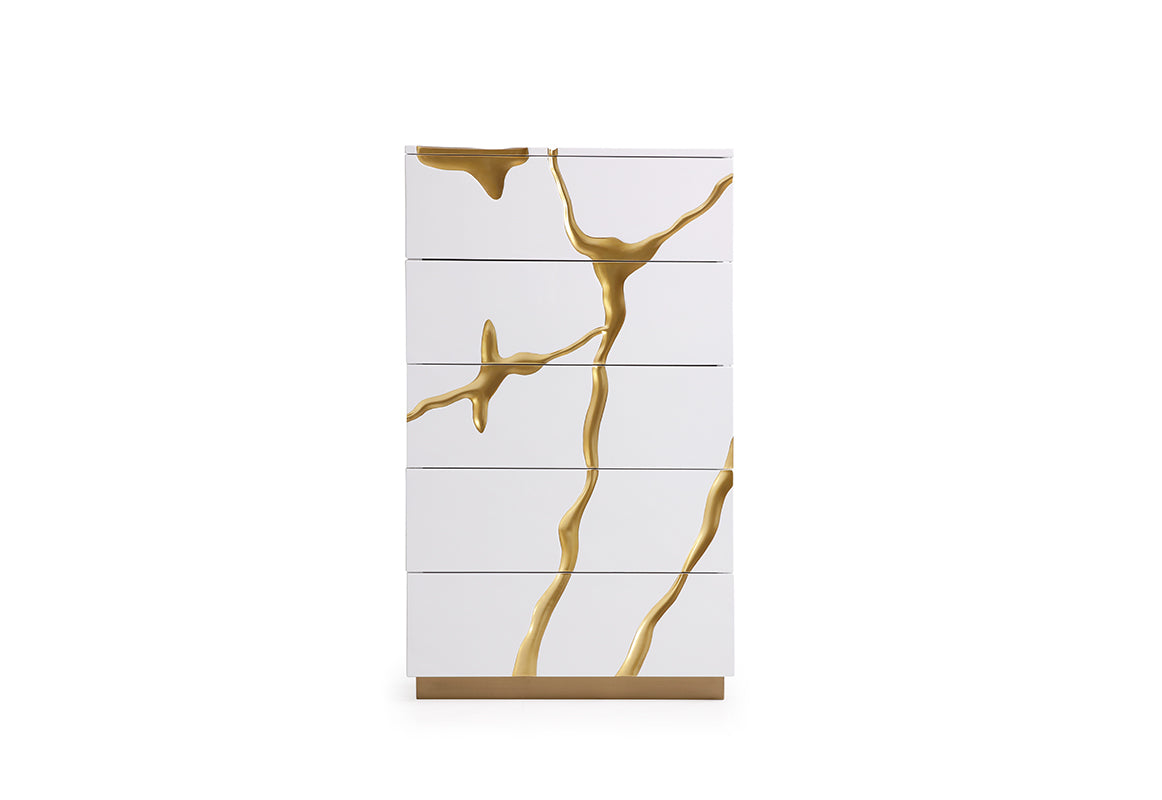 Modrest Aspen Modern White & Gold Chest-Chest-VIG-Wall2Wall Furnishings