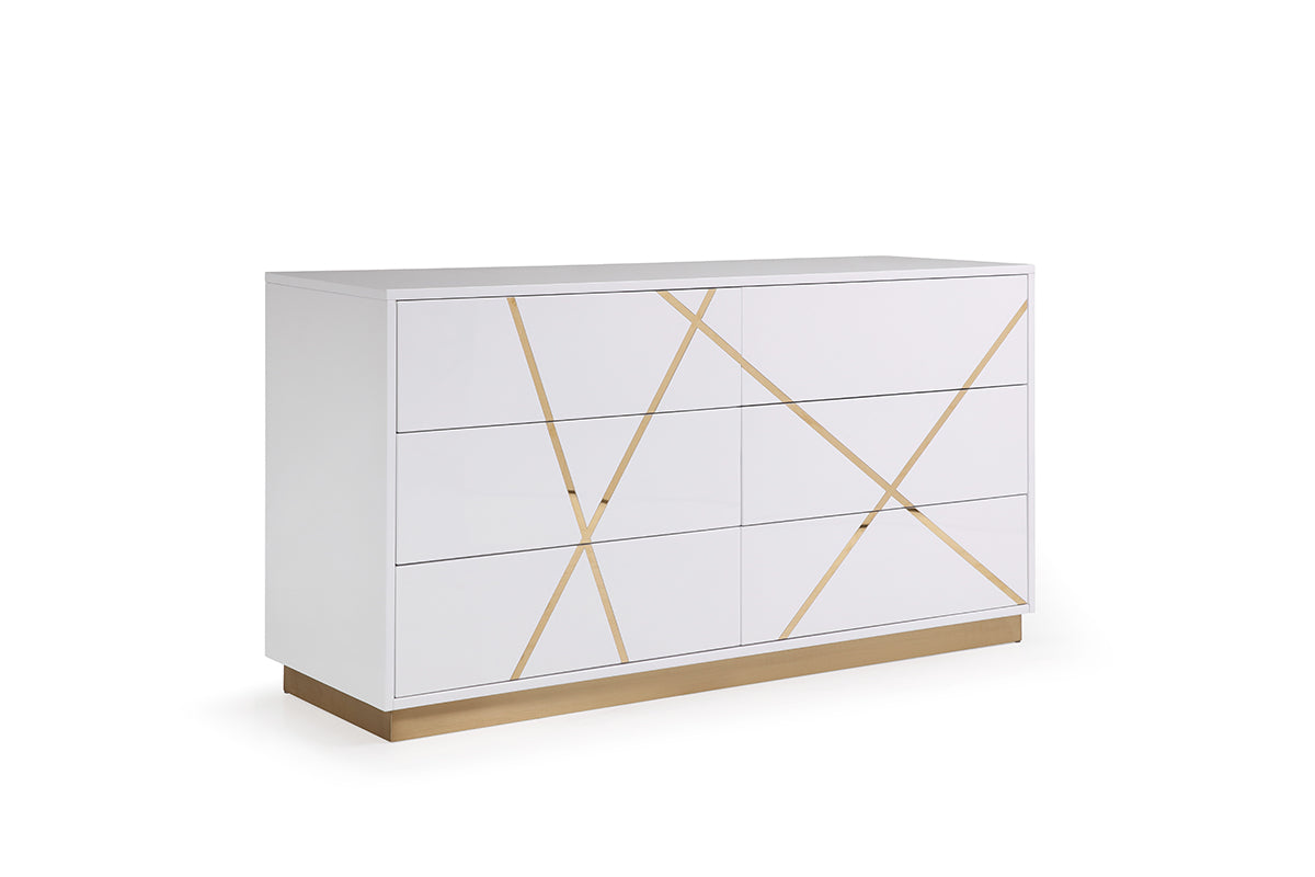 Modrest Nixa Modern White & Gold Dresser-Dresser-VIG-Wall2Wall Furnishings