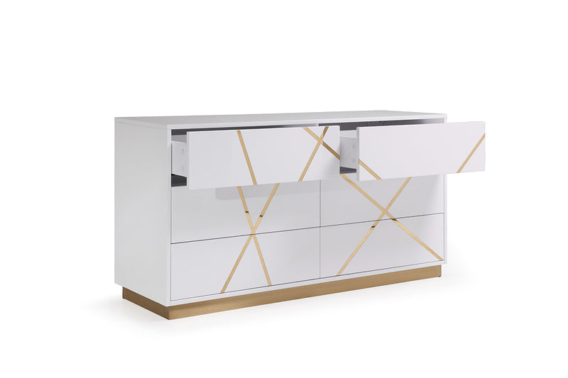 Modrest Nixa Modern White & Gold Dresser-Dresser-VIG-Wall2Wall Furnishings
