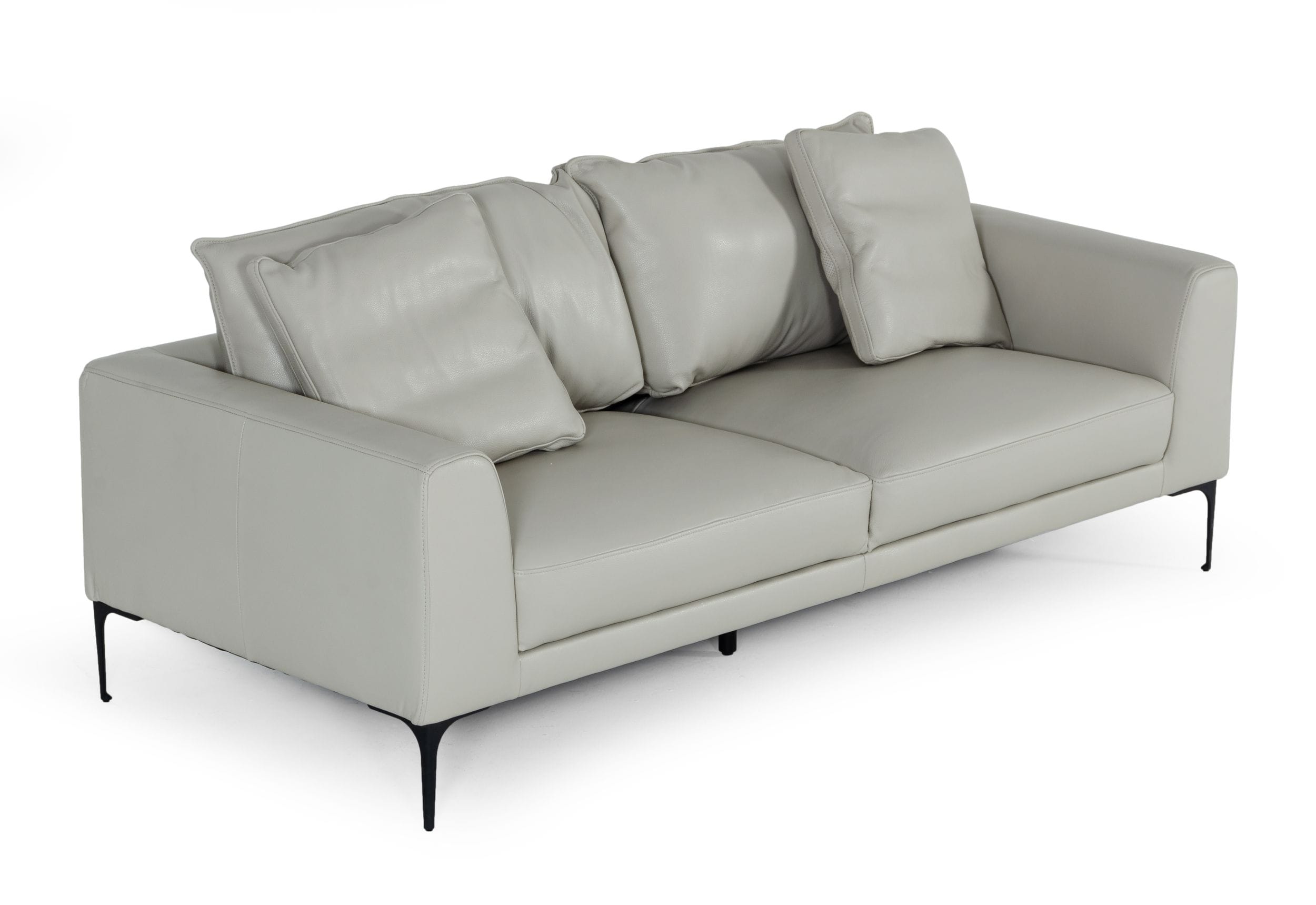 Divani Casa Jacoba - Modern Light Grey Leather Sofa-Sofa-VIG-Wall2Wall Furnishings