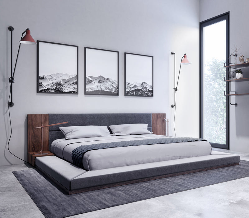 Nova Domus Jagger Modern Dark Grey & Walnut Bed-Bed-VIG-Wall2Wall Furnishings