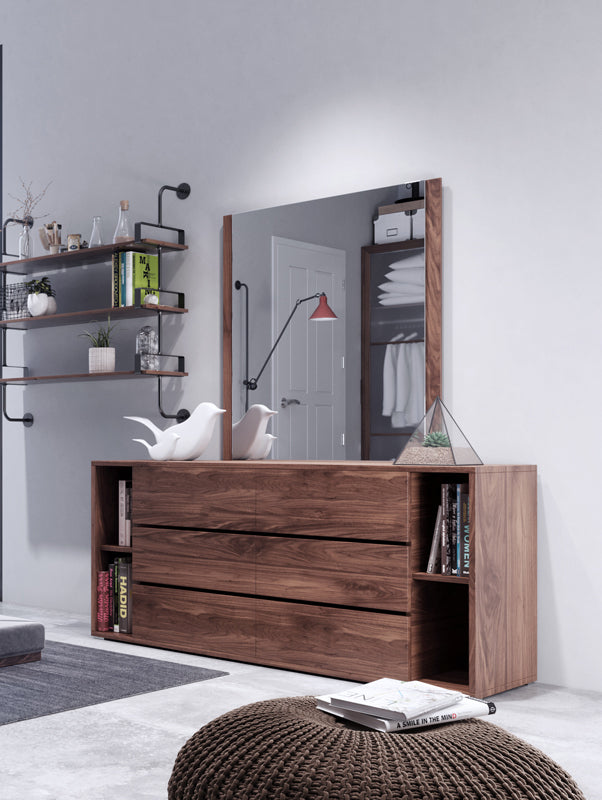 Nova Domus Jagger Modern Walnut Dresser & Mirror Set-Dresser-VIG-Wall2Wall Furnishings