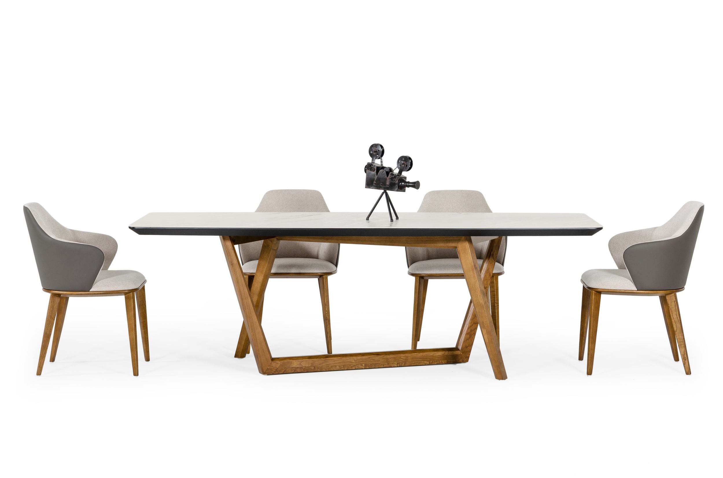 Modrest James - Contemporary Walnut & White Dining Table-Dining Table-VIG-Wall2Wall Furnishings