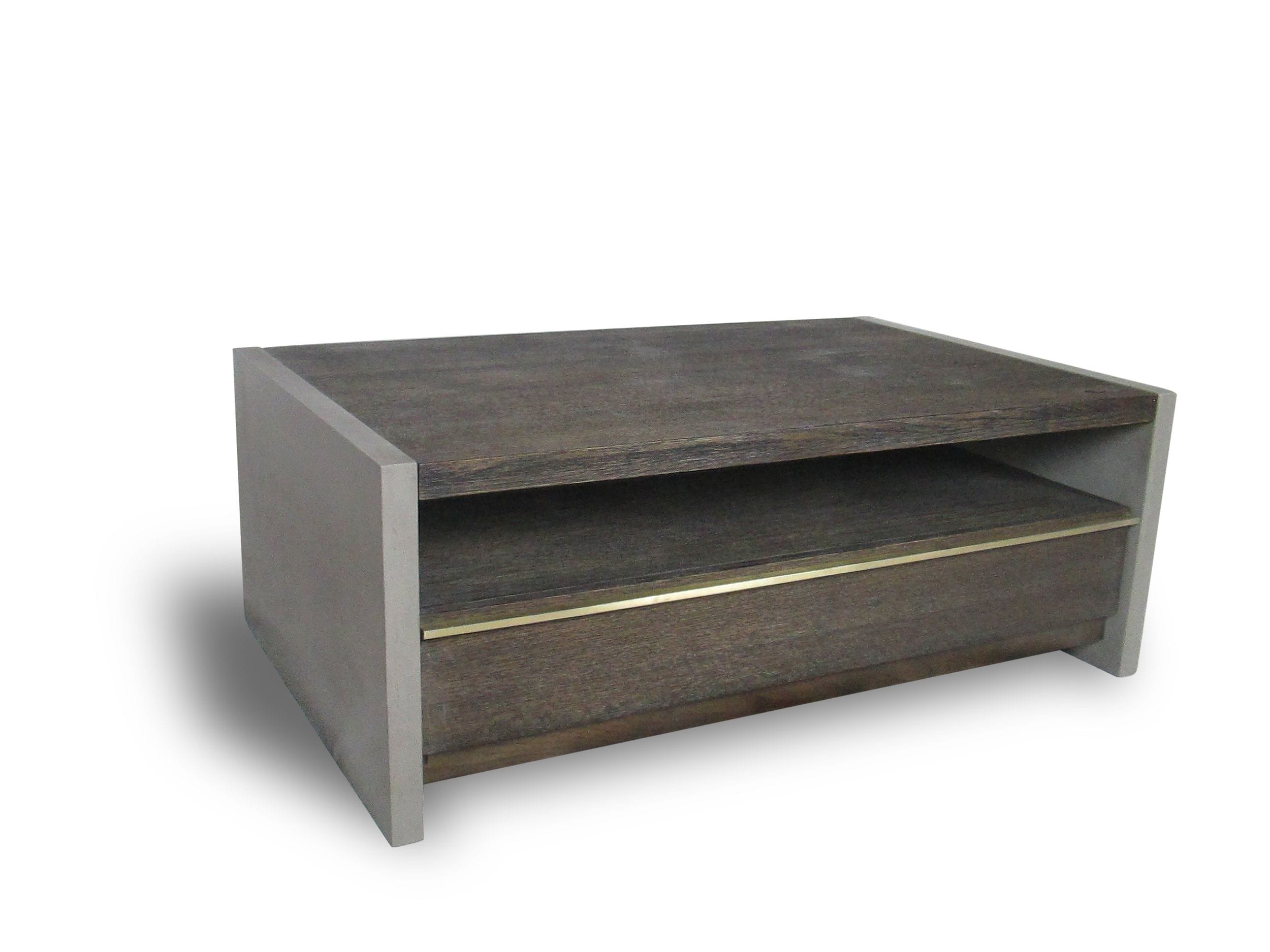 Modrest June - Modern Dark Grey Concrete & Walnut Coffee Table-Coffee Table-VIG-Wall2Wall Furnishings