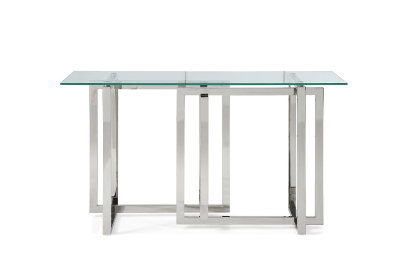 Modrest Valiant Modern Glass & Stainless Steel Console Table-Console Table-VIG-Wall2Wall Furnishings