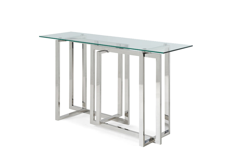 Modrest Valiant Modern Glass & Stainless Steel Console Table-Console Table-VIG-Wall2Wall Furnishings