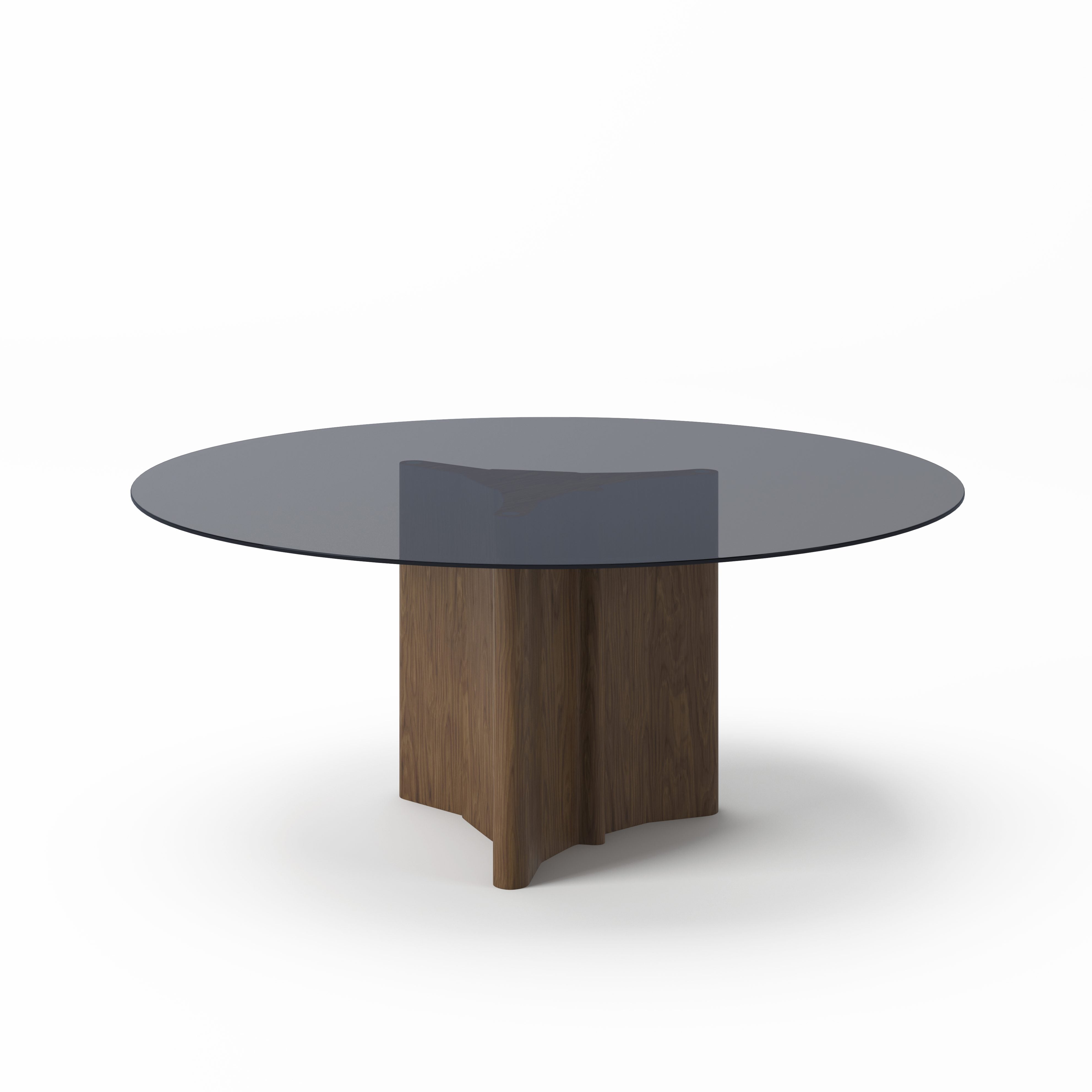 Modrest Kaye - Modern Walnut + Glass 71" Round Dining Table-Dining Table-VIG-Wall2Wall Furnishings