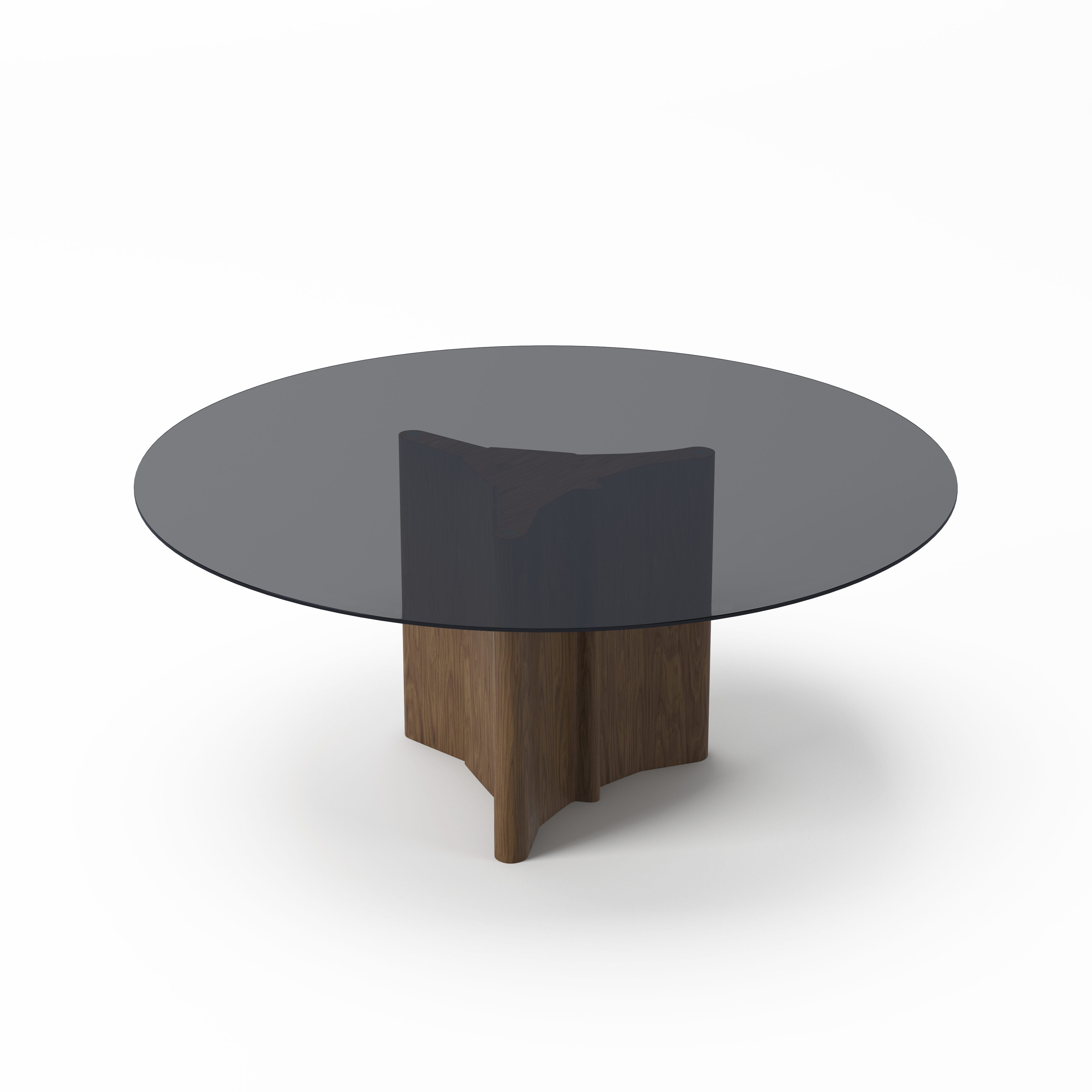 Modrest Kaye - Modern Walnut + Glass 71" Round Dining Table-Dining Table-VIG-Wall2Wall Furnishings