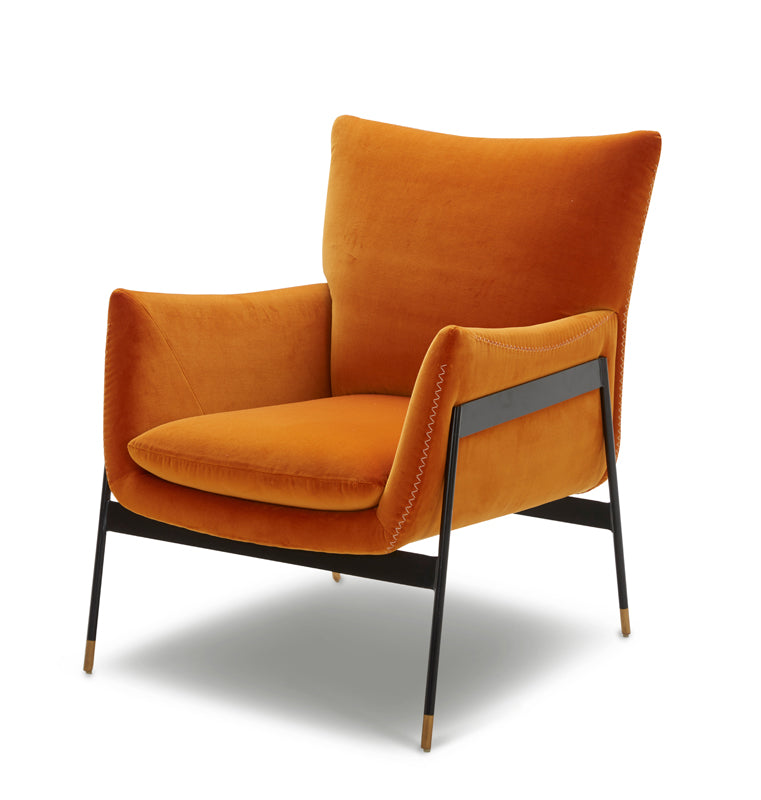 Divani Casa Joseph Modern Orange Fabric Accent Chair-Lounge Chair-VIG-Wall2Wall Furnishings