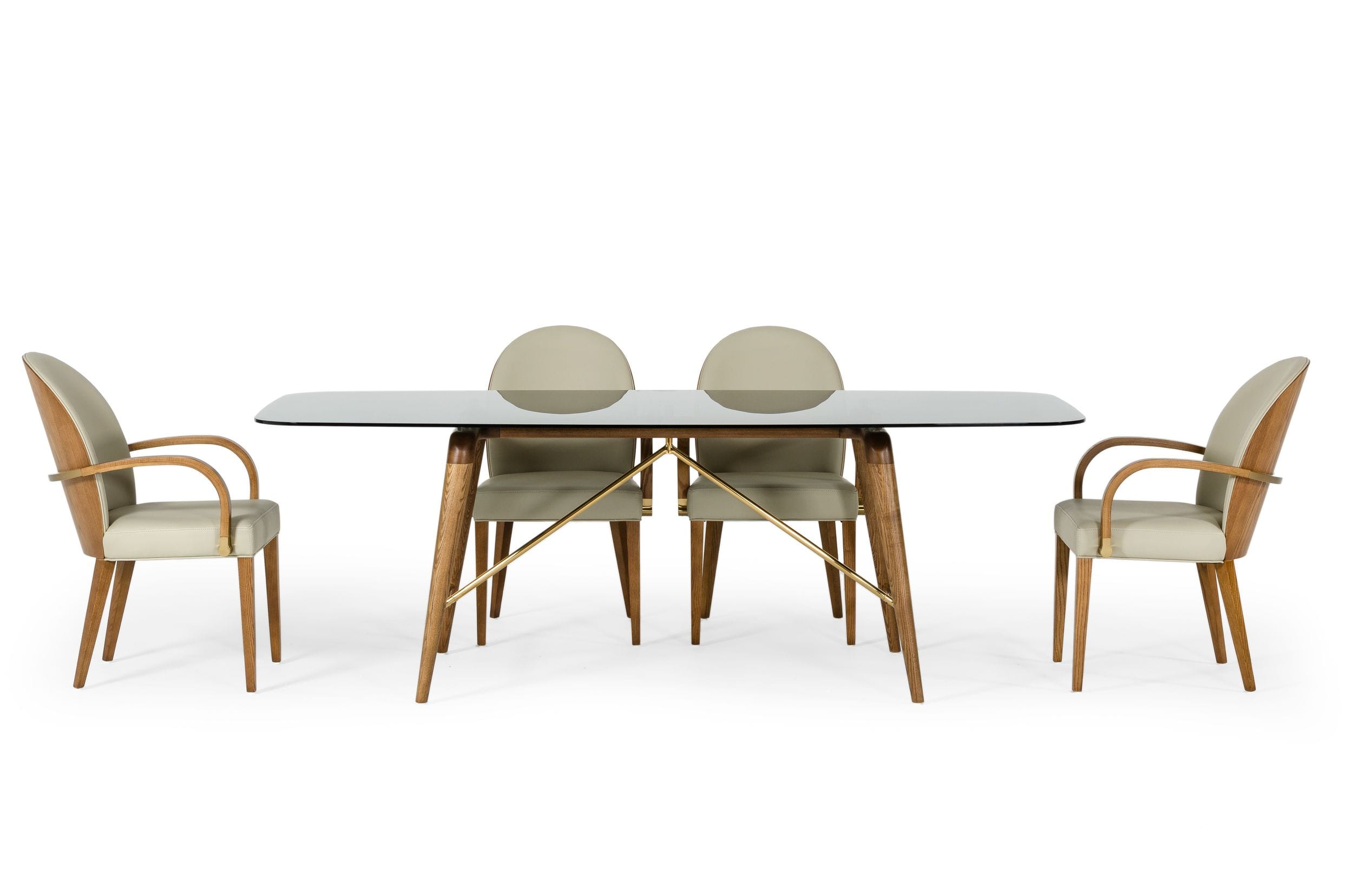 Modrest Kipling - Modern Smoked Glass & Walnut Large Dining Table-Dining Table-VIG-Wall2Wall Furnishings