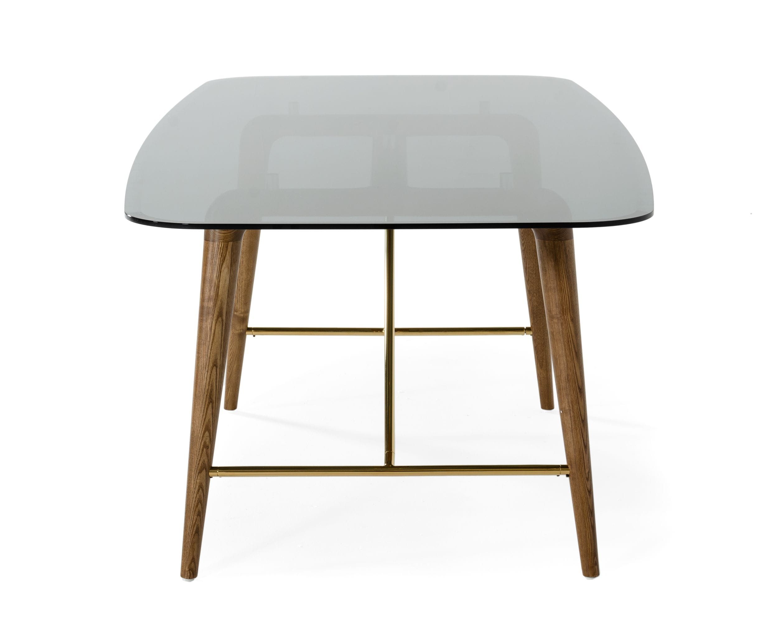 Modrest Kipling - Modern Smoked Glass & Walnut Large Dining Table-Dining Table-VIG-Wall2Wall Furnishings