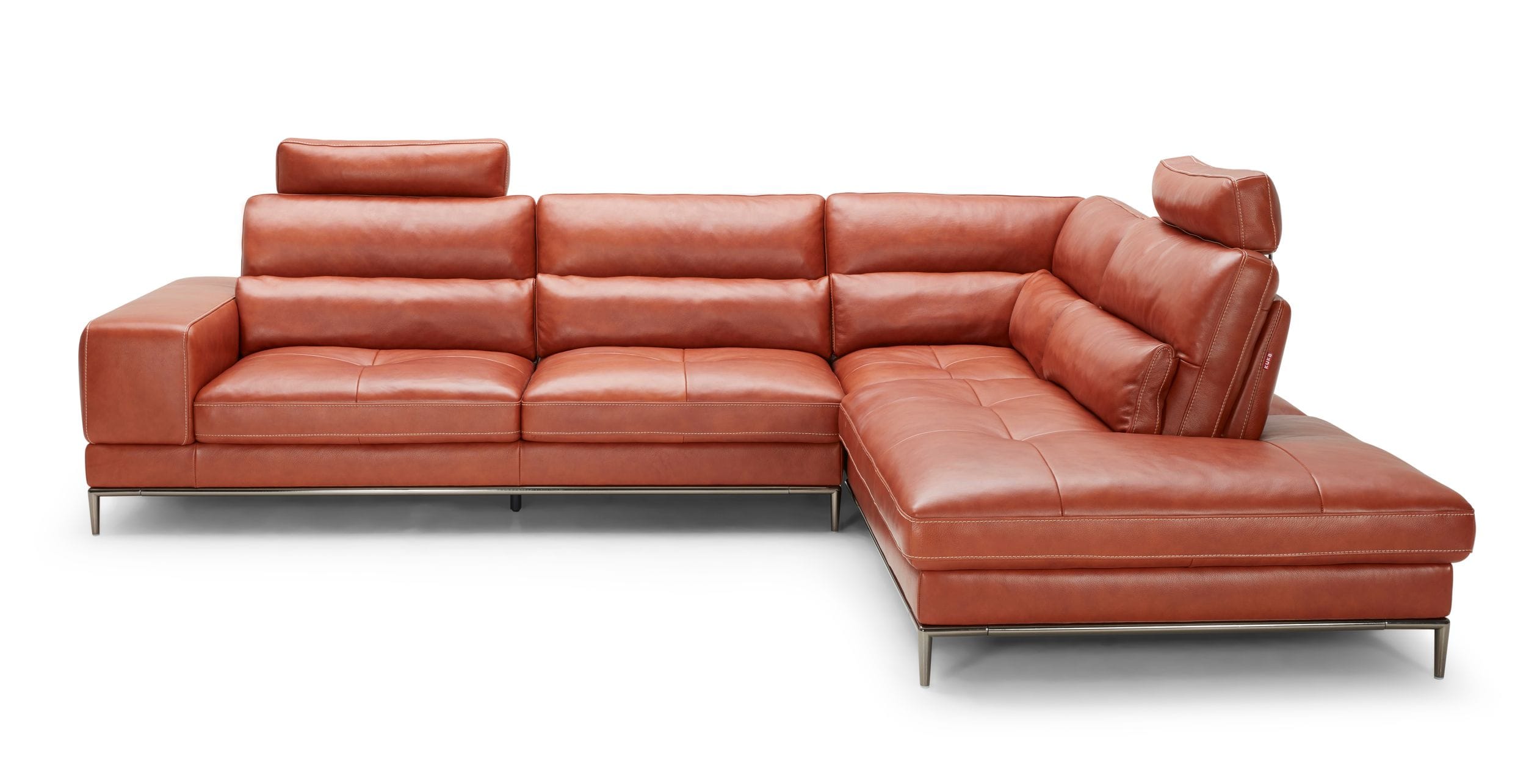 Divani Casa Kudos - Modern Cognac RAF Chaise Sectional Sofa-Sectional Sofa-VIG-Wall2Wall Furnishings