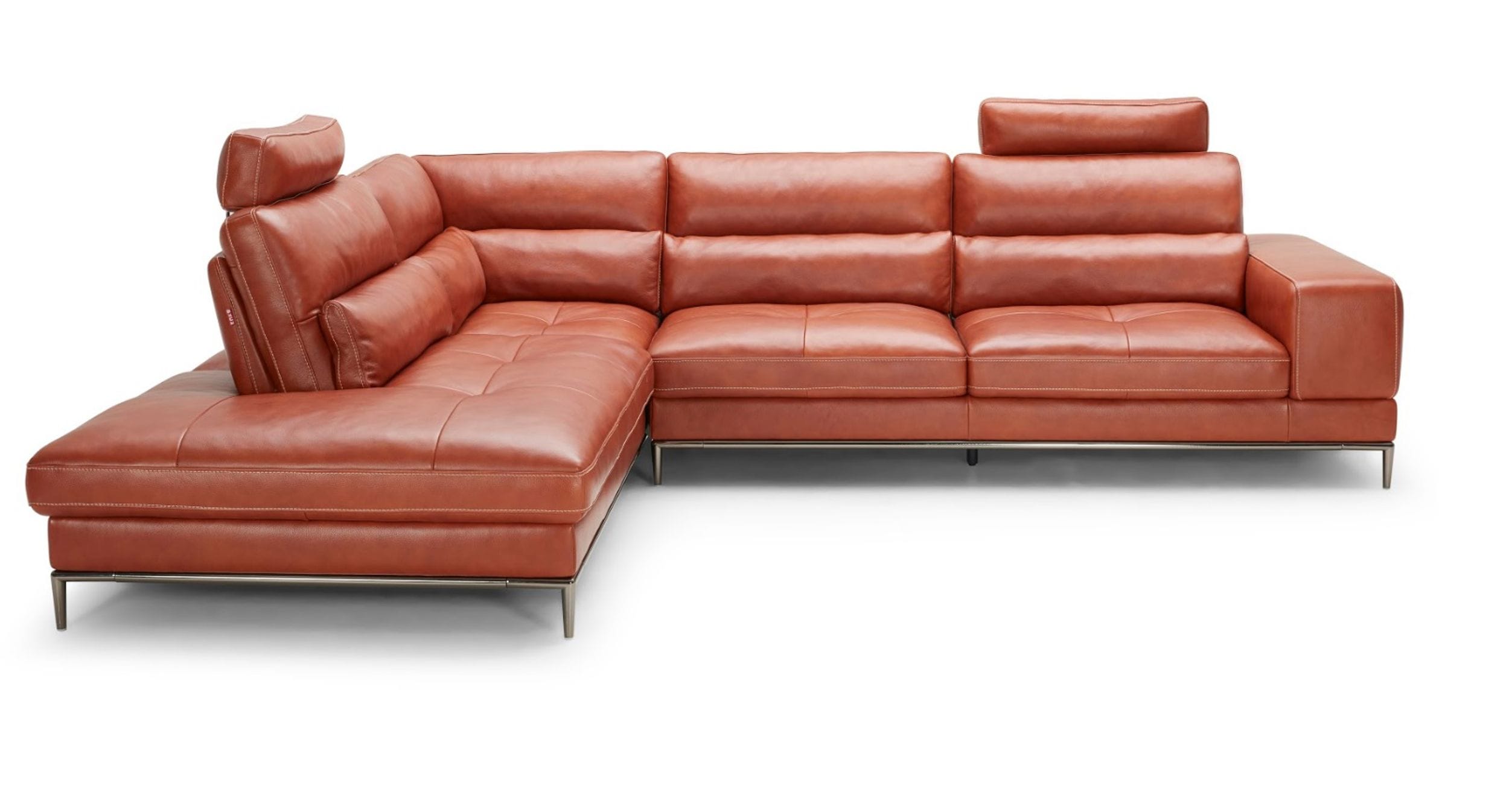 Divani Casa Kudos - Modern Cognac LAF Chaise Sectional Sofa-Sectional Sofa-VIG-Wall2Wall Furnishings