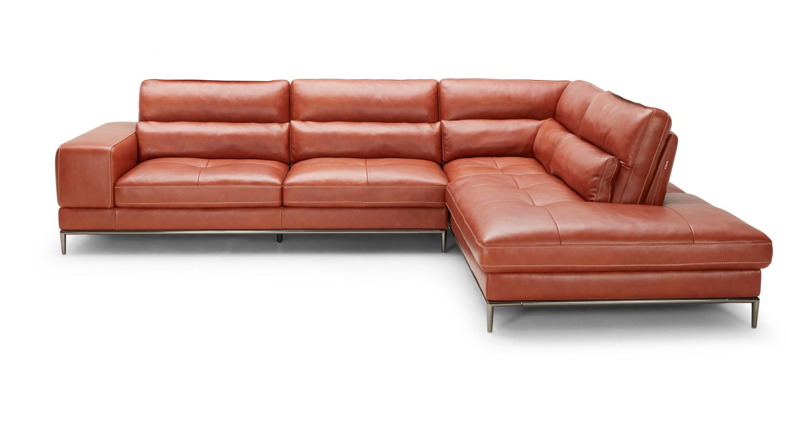 Divani Casa Kudos - Modern Cognac RAF Chaise Sectional Sofa-Sectional Sofa-VIG-Wall2Wall Furnishings