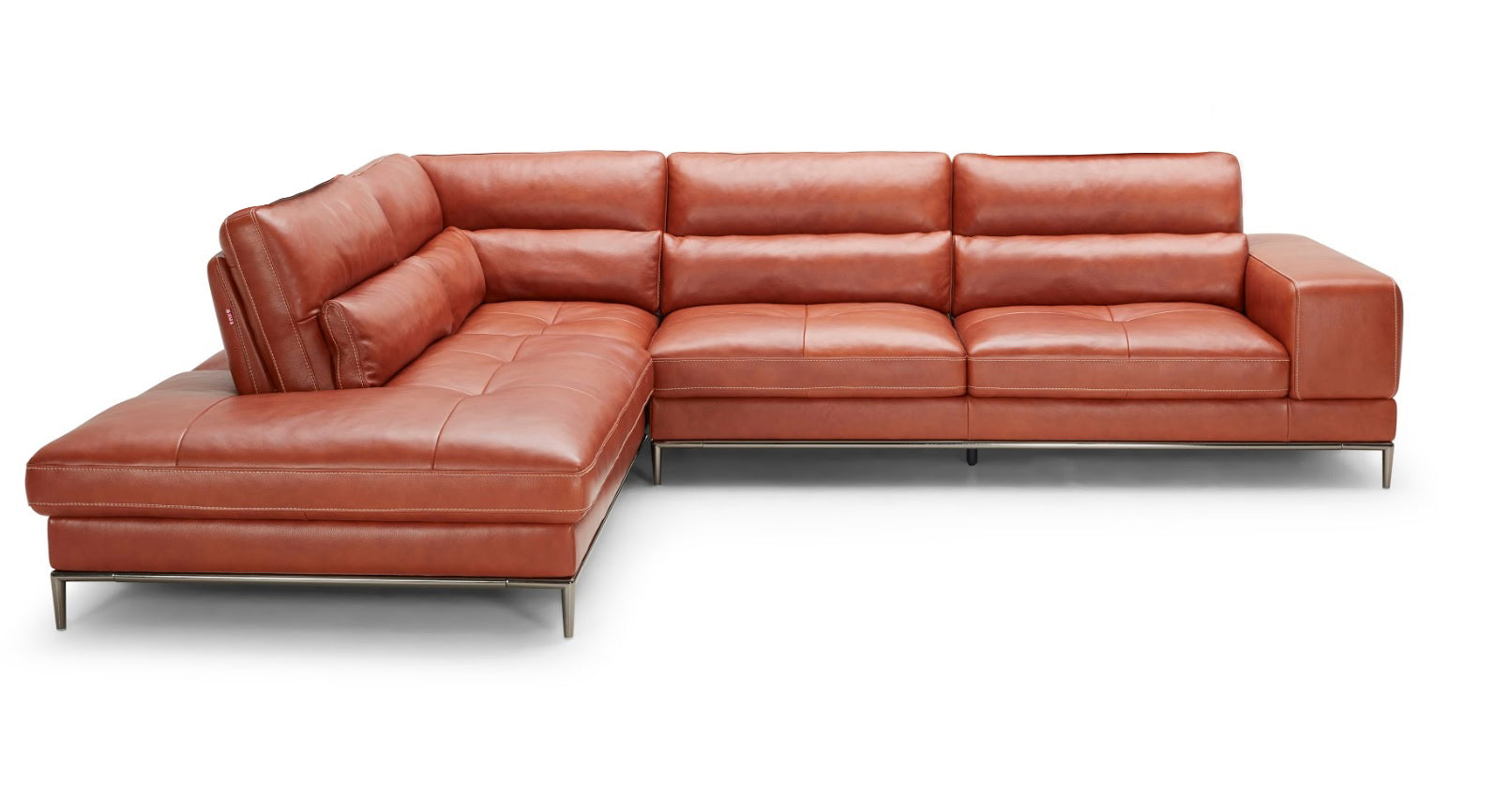 Divani Casa Kudos - Modern Cognac LAF Chaise Sectional Sofa-Sectional Sofa-VIG-Wall2Wall Furnishings