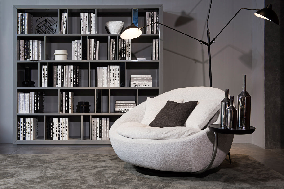 Divani Casa Alba Modern Grey Fabric Chair w/ Tray-Lounge Chair-VIG-Wall2Wall Furnishings