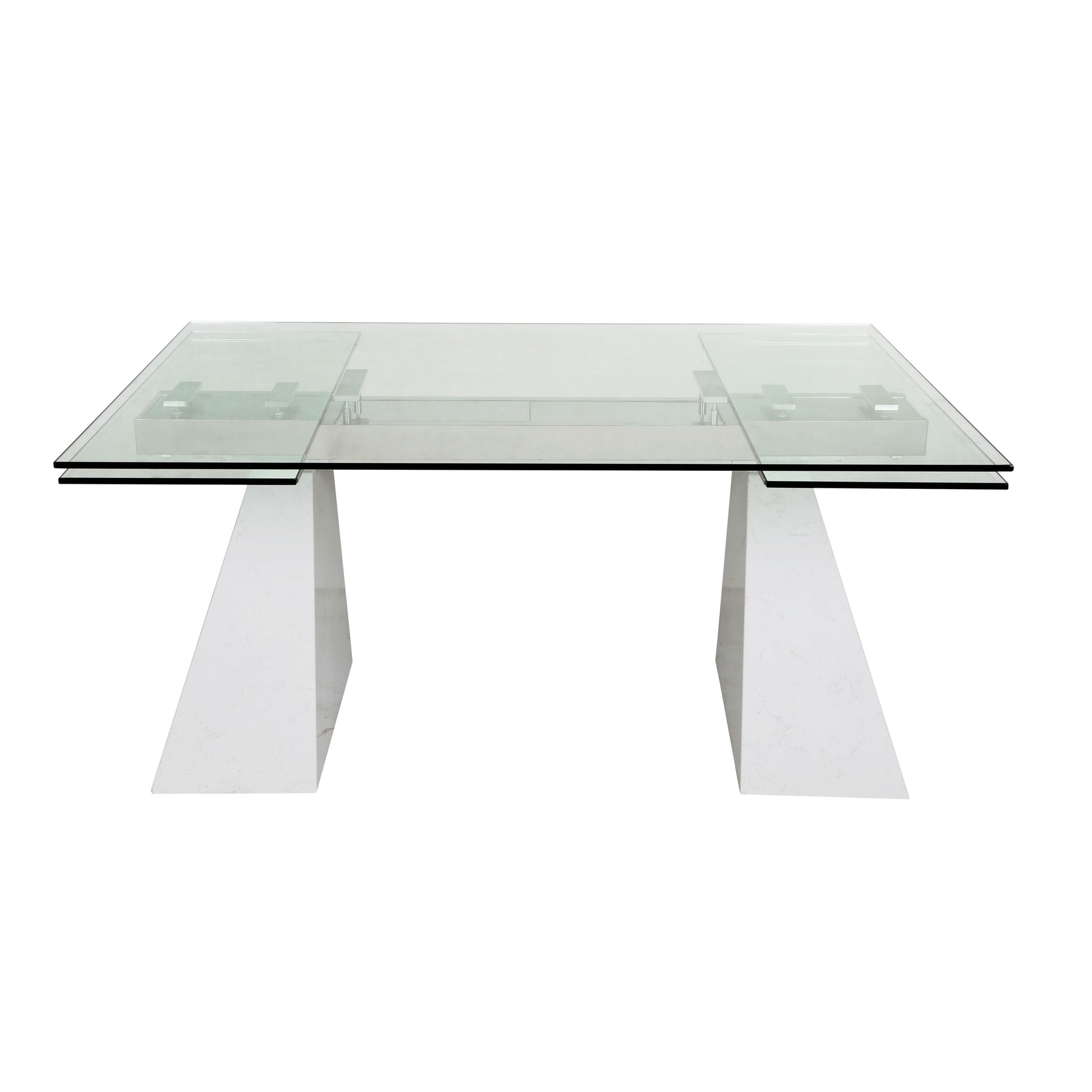 Modrest Latrobe - Modern Extendable Quartz Stone & Glass Dining Table-Dining Table-VIG-Wall2Wall Furnishings