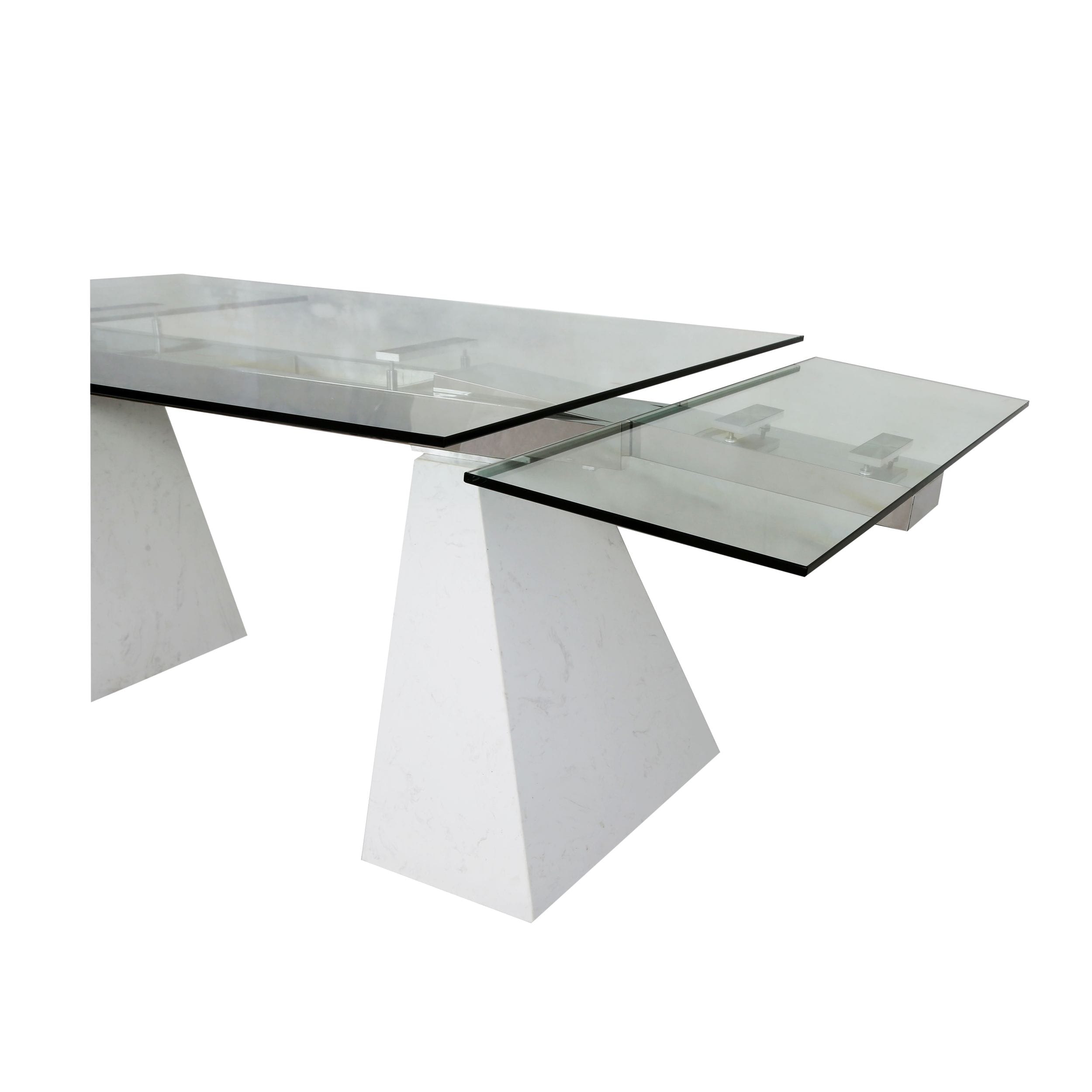 Modrest Latrobe - Modern Extendable Quartz Stone & Glass Dining Table-Dining Table-VIG-Wall2Wall Furnishings
