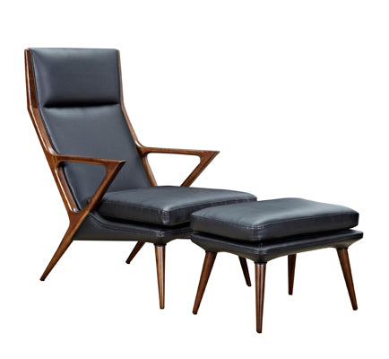 Modrest Fulton Modern Black Lounge Chair & Ottoman-Lounge Chair-VIG-Wall2Wall Furnishings