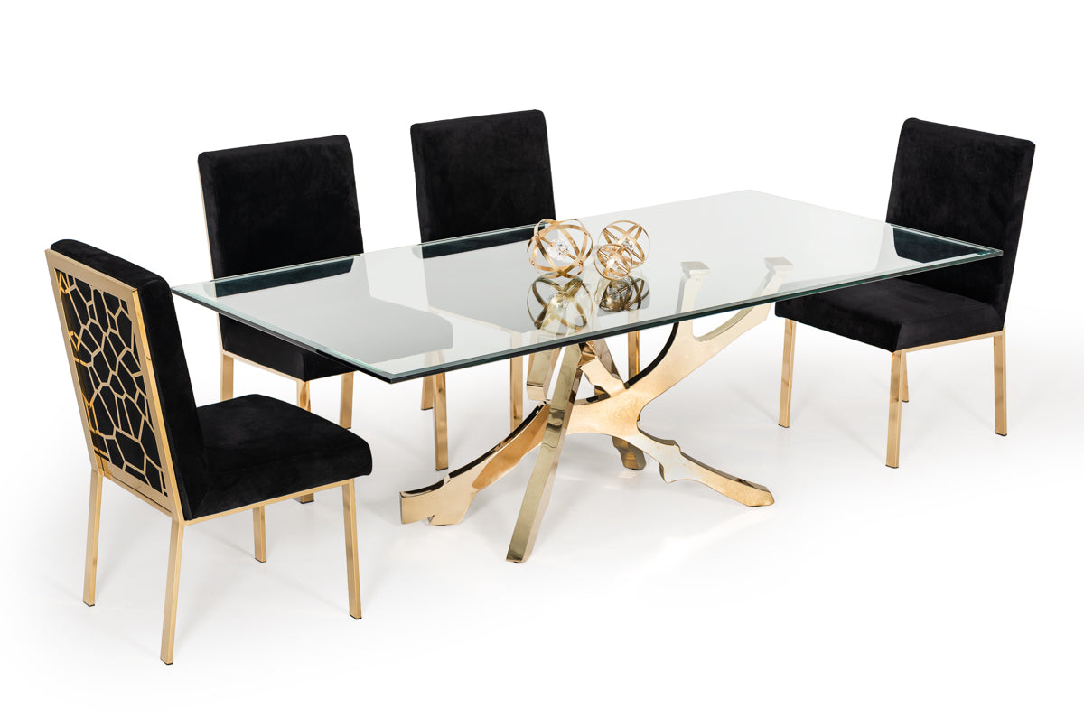 Modrest Legend Modern Glass & Gold Dining Table-Dining Table-VIG-Wall2Wall Furnishings