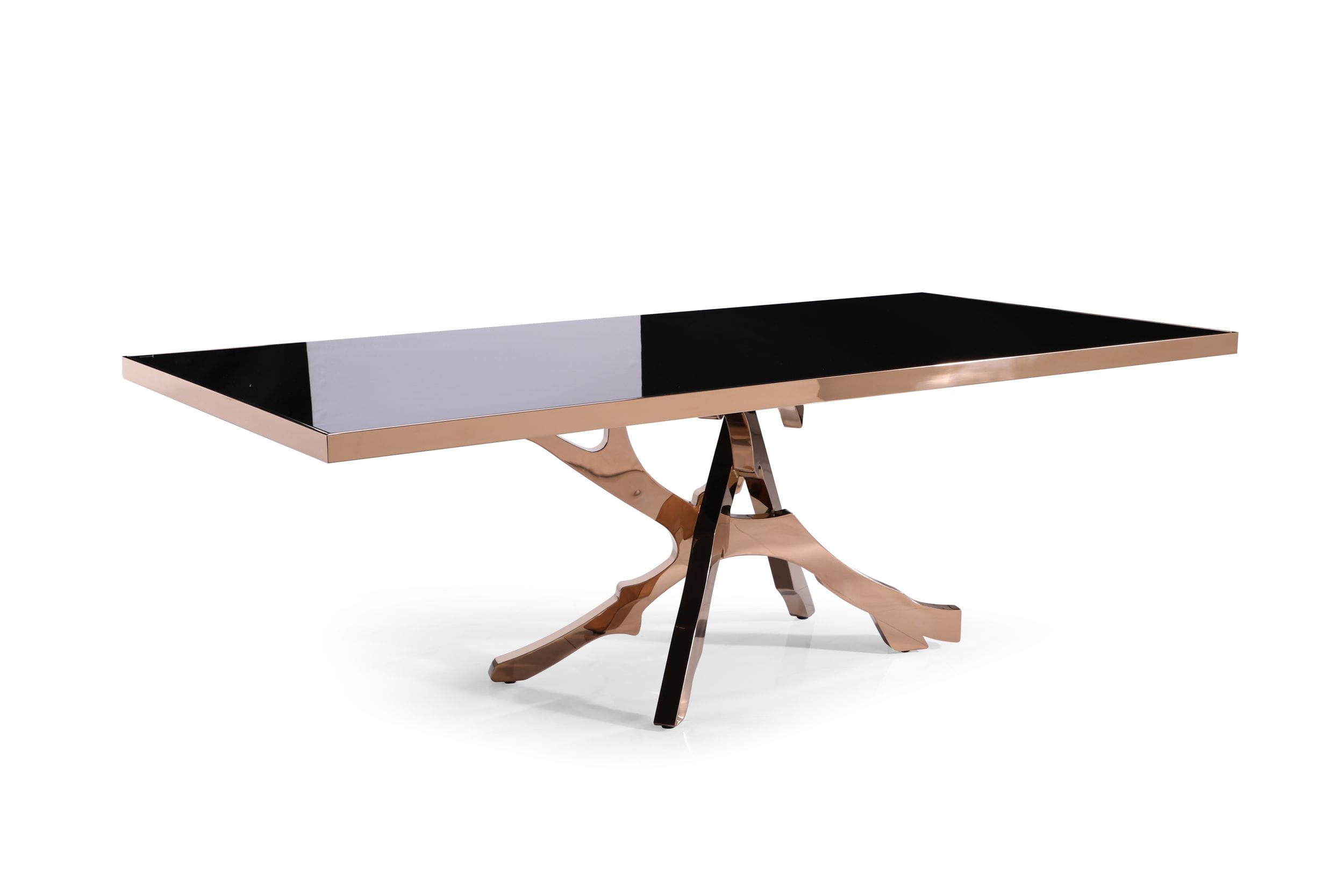 Modrest Legend - Modern Black Glass & Rosegold Dining Table-Dining Table-VIG-Wall2Wall Furnishings