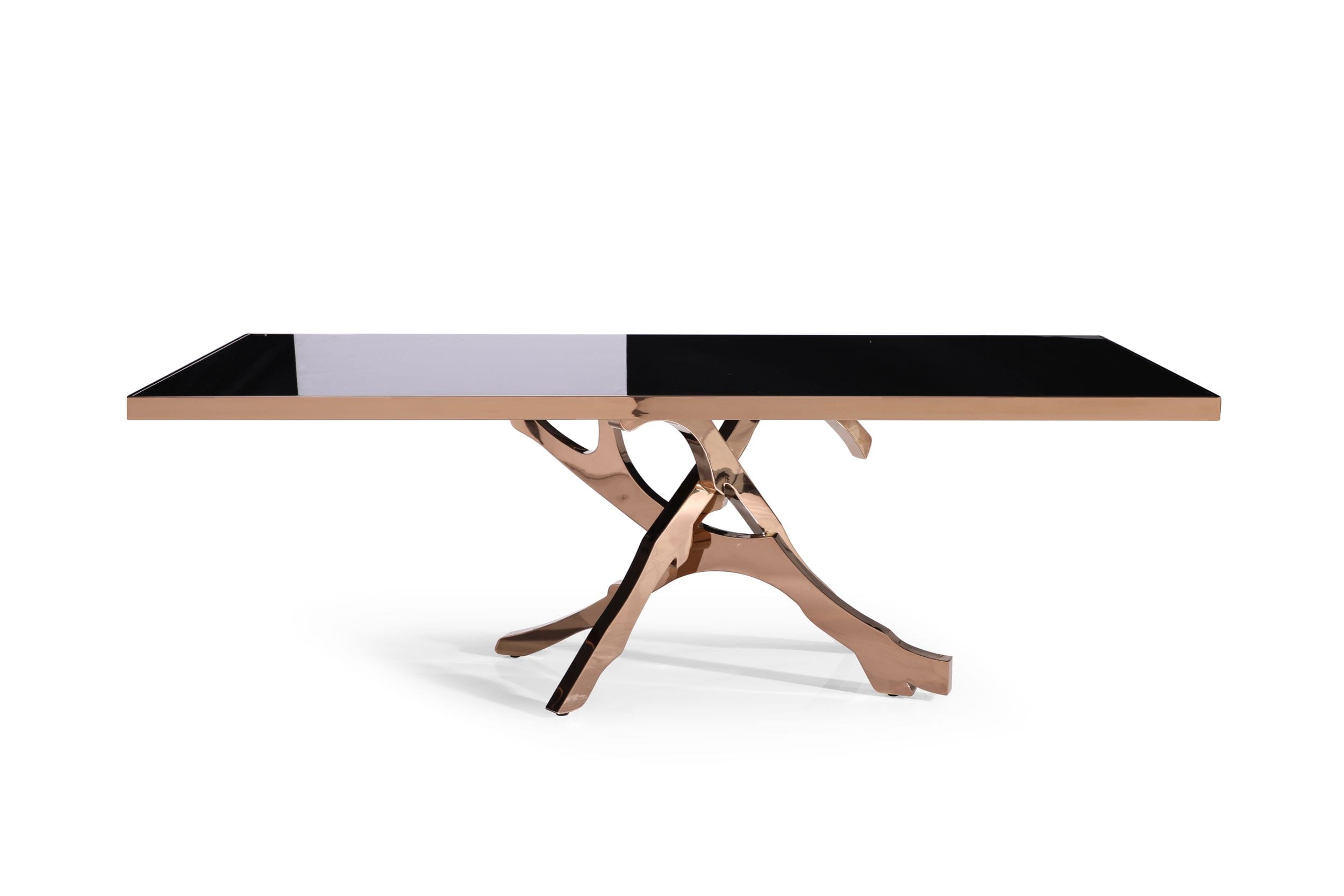 Modrest Legend - Modern Black Glass & Rosegold Dining Table-Dining Table-VIG-Wall2Wall Furnishings