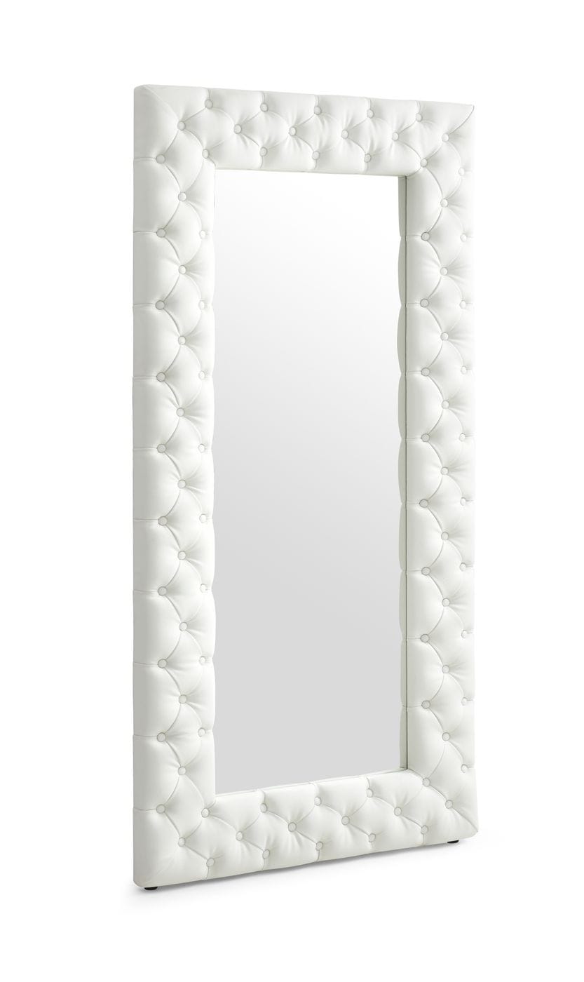 Modrest Legend - Modern White Bonded Leather Floor Mirror-Mirror-VIG-Wall2Wall Furnishings