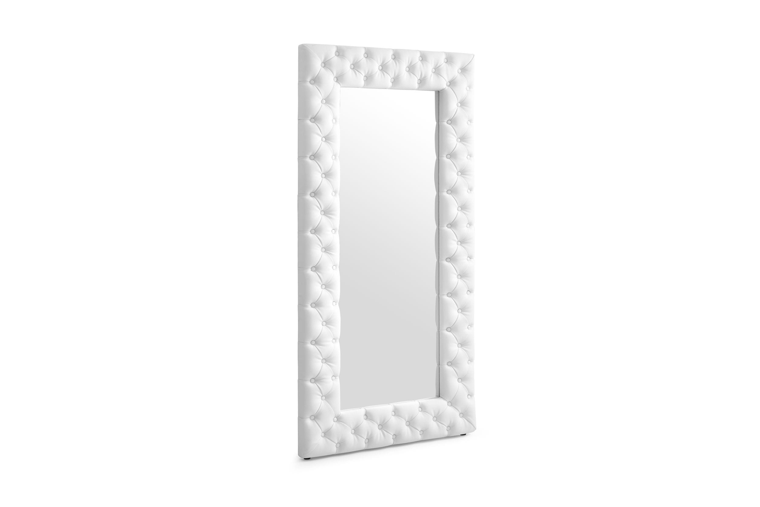 Modrest Legend - Modern White Bonded Leather Floor Mirror-Mirror-VIG-Wall2Wall Furnishings