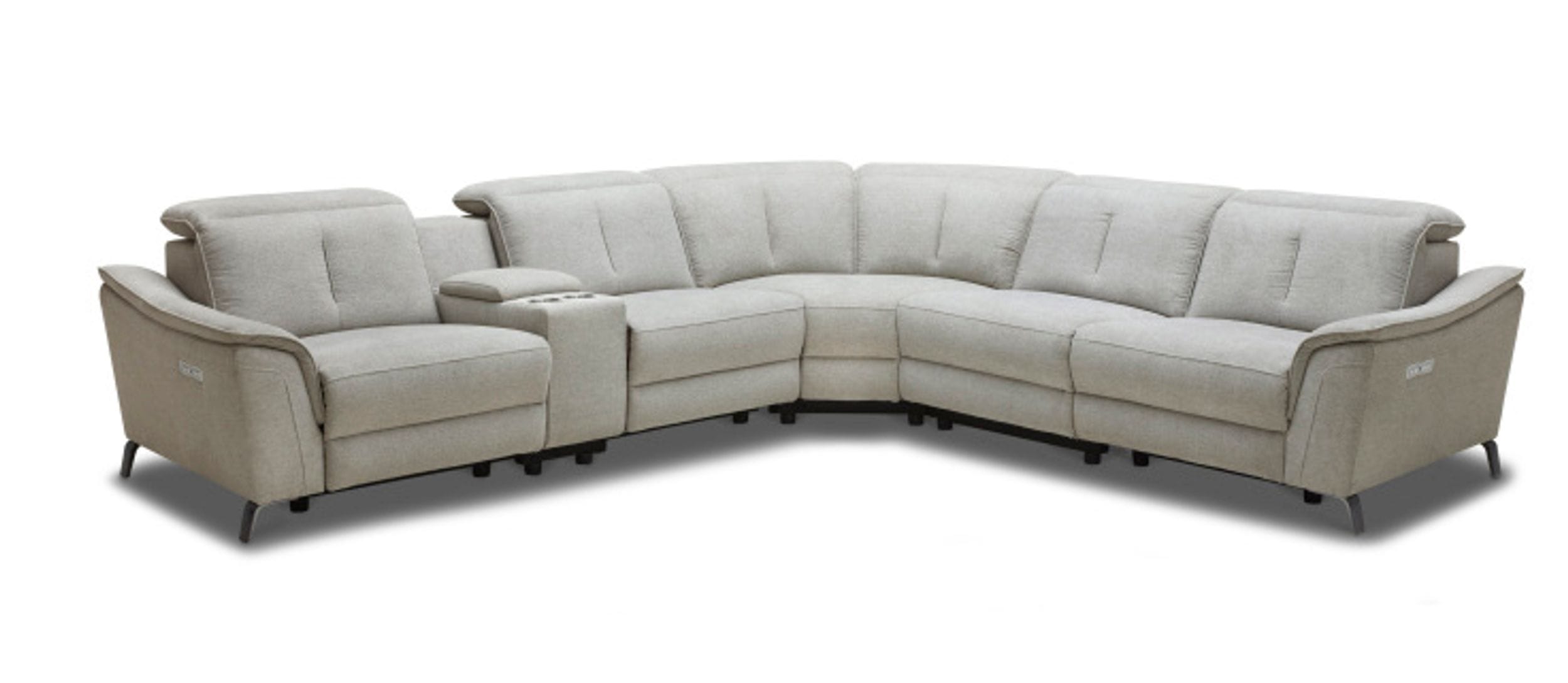 Divani Casa Lloyd - Modern Grey Fabric Sectional with Recliners + Console-Sectional Sofa-VIG-Wall2Wall Furnishings