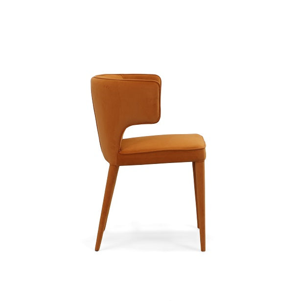 Modrest Lucero - Modern Orange Velvet Dining Armchair-Dining Chair-VIG-Wall2Wall Furnishings