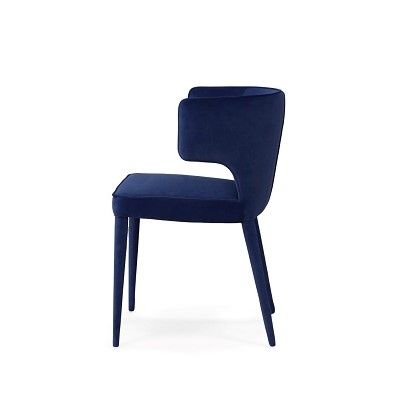 Modrest Lucero - Modern Blue Velvet Dining Armchair-Chair-VIG-Wall2Wall Furnishings