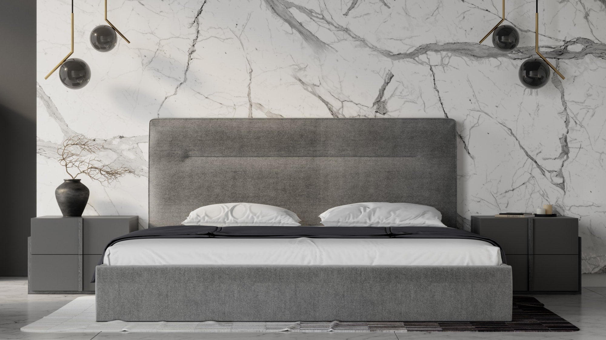 Nova Domus Juliana - Italian Modern Dark Grey Upholstered Bed-Bed-VIG-Wall2Wall Furnishings