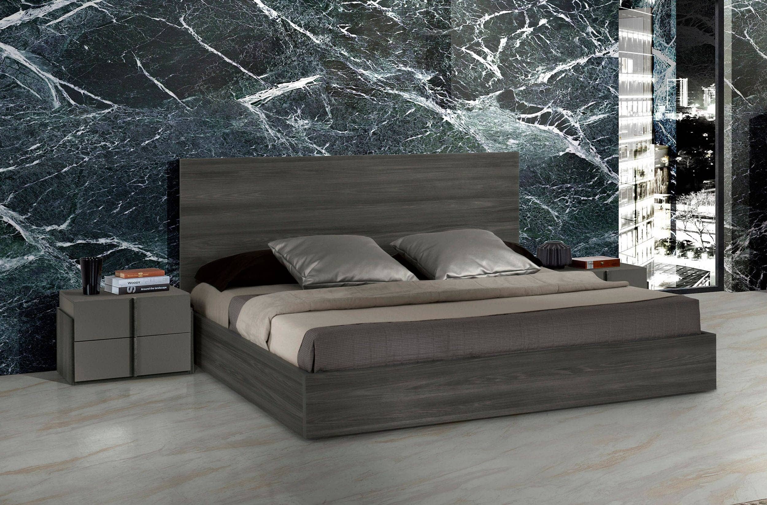 Nova Domus Lucia Italian Modern Matte Grey / Elm Grey Bed-Bed-VIG-Wall2Wall Furnishings