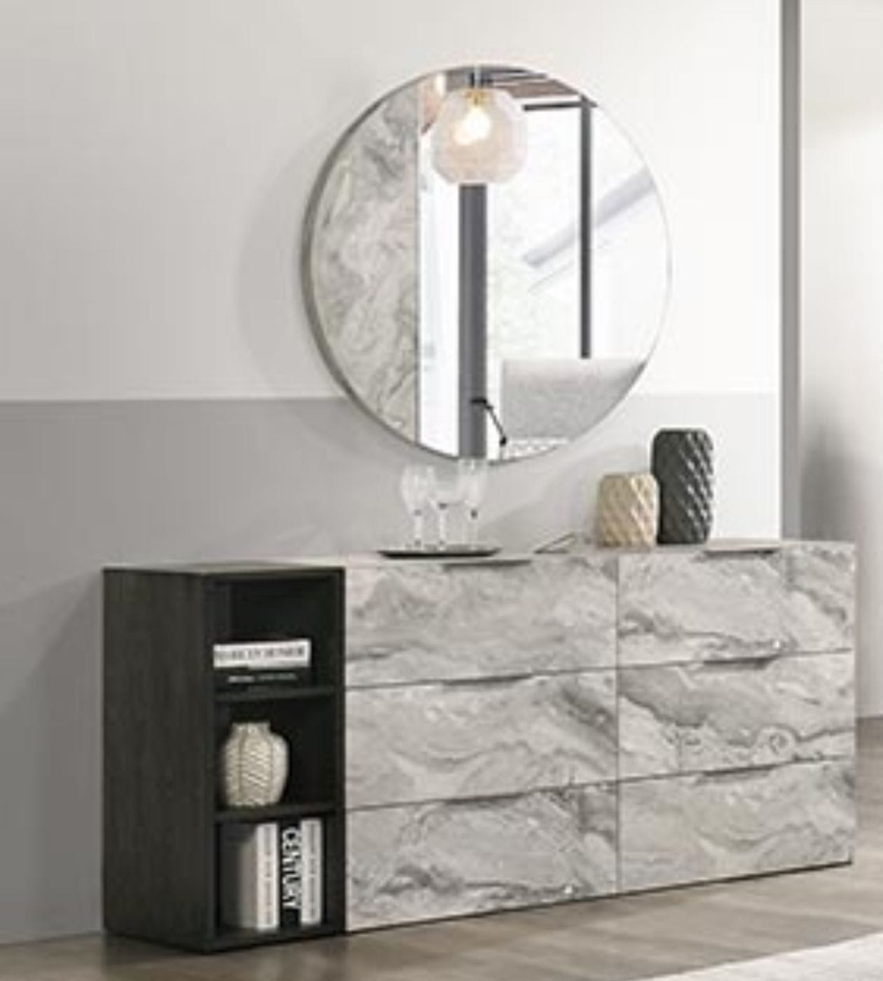 Nova Domus Maranello - Modern Grey Faux Marble Mirror-Mirror-VIG-Wall2Wall Furnishings