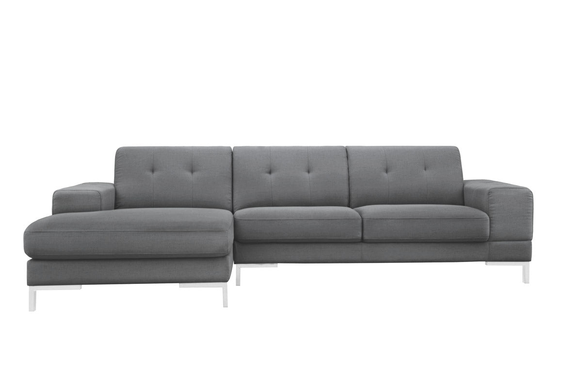 Divani Casa Forli - Modern Grey Fabric Left Facing Sectional Sofa-Sectional Sofa-VIG-Wall2Wall Furnishings