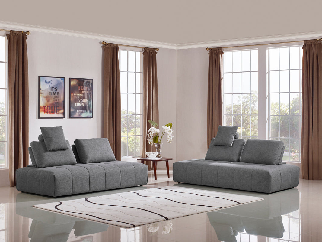 Divani Casa Edgar Modern Grey Fabric Modular Sectional Sofa-Sectional Sofa-VIG-Wall2Wall Furnishings