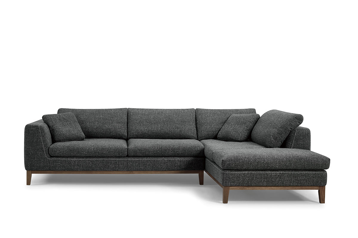 Divani Casa Hickman - Modern Dark Grey Fabric Right Facing Sectional Sofa-Sectional Sofa-VIG-Wall2Wall Furnishings