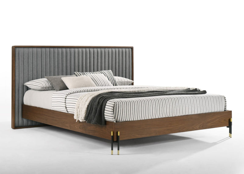 Nova Domus Metcalf - Mid-Century Walnut & Grey Bed-Bed-VIG-Wall2Wall Furnishings